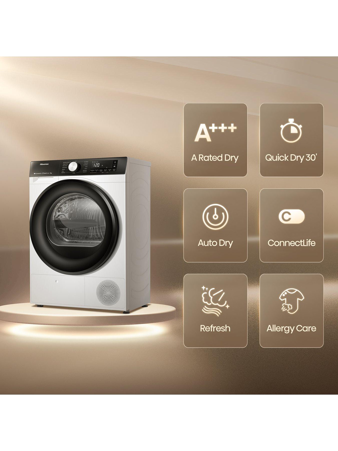 Image 2 of 7 of Hisense 3S Series DH3S902BW3 9kg Heat Pump Tumble Dryer - White