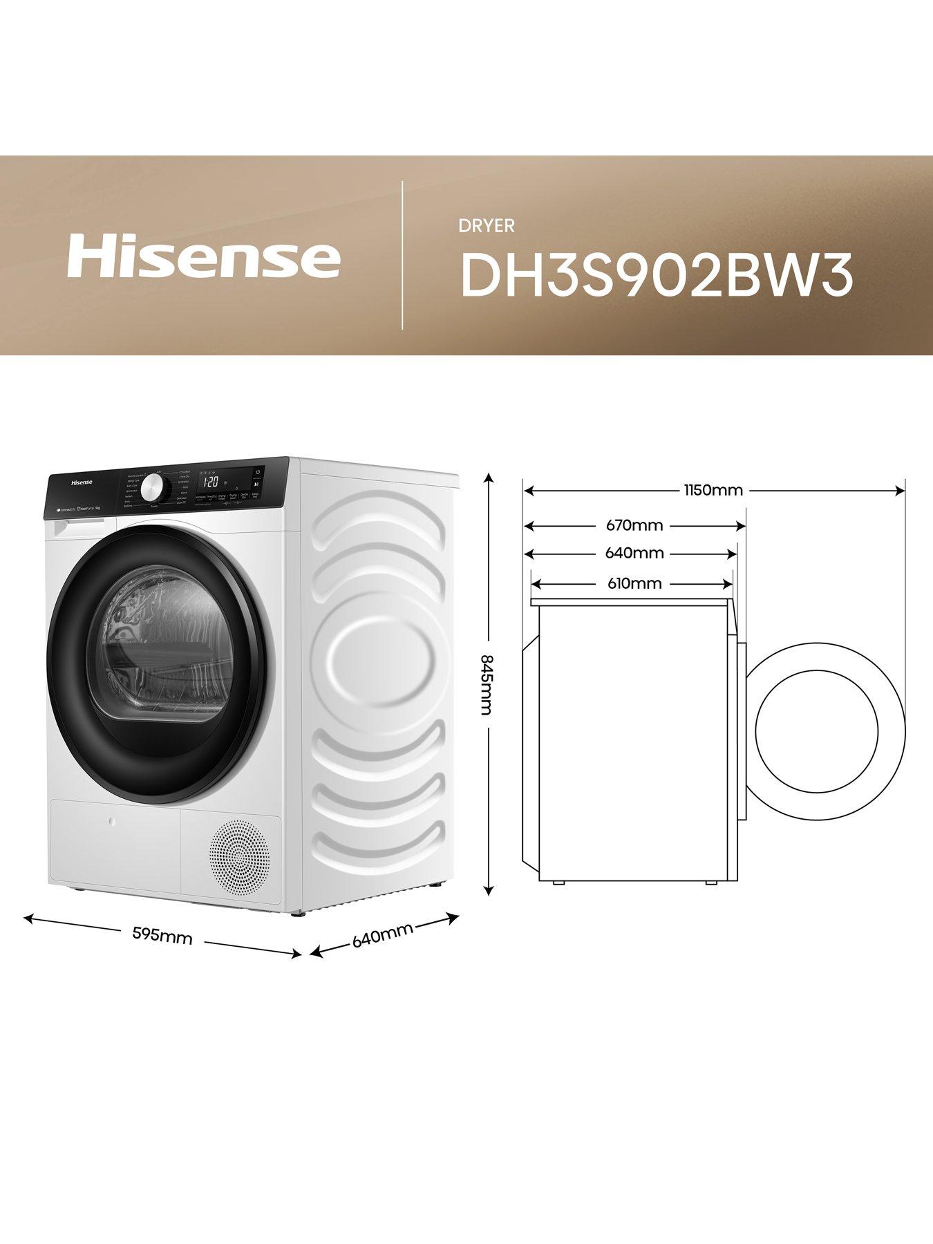 Image 5 of 7 of Hisense 3S Series DH3S902BW3 9kg Heat Pump Tumble Dryer - White