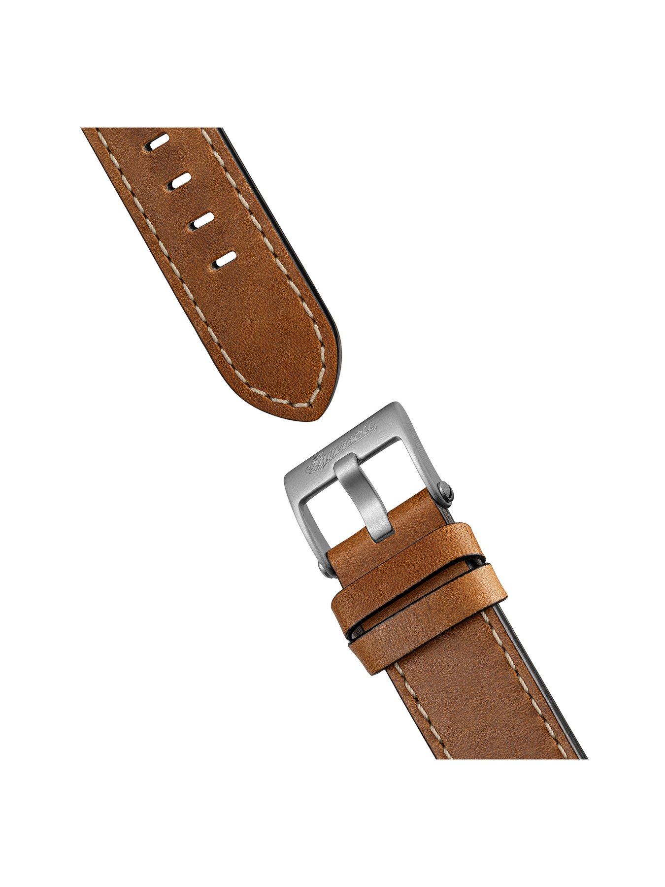 Image 5 of 6 of Ingersoll Gents Automatic Watch, Black dial Square Stainless Steel case and Brown Leather Strap