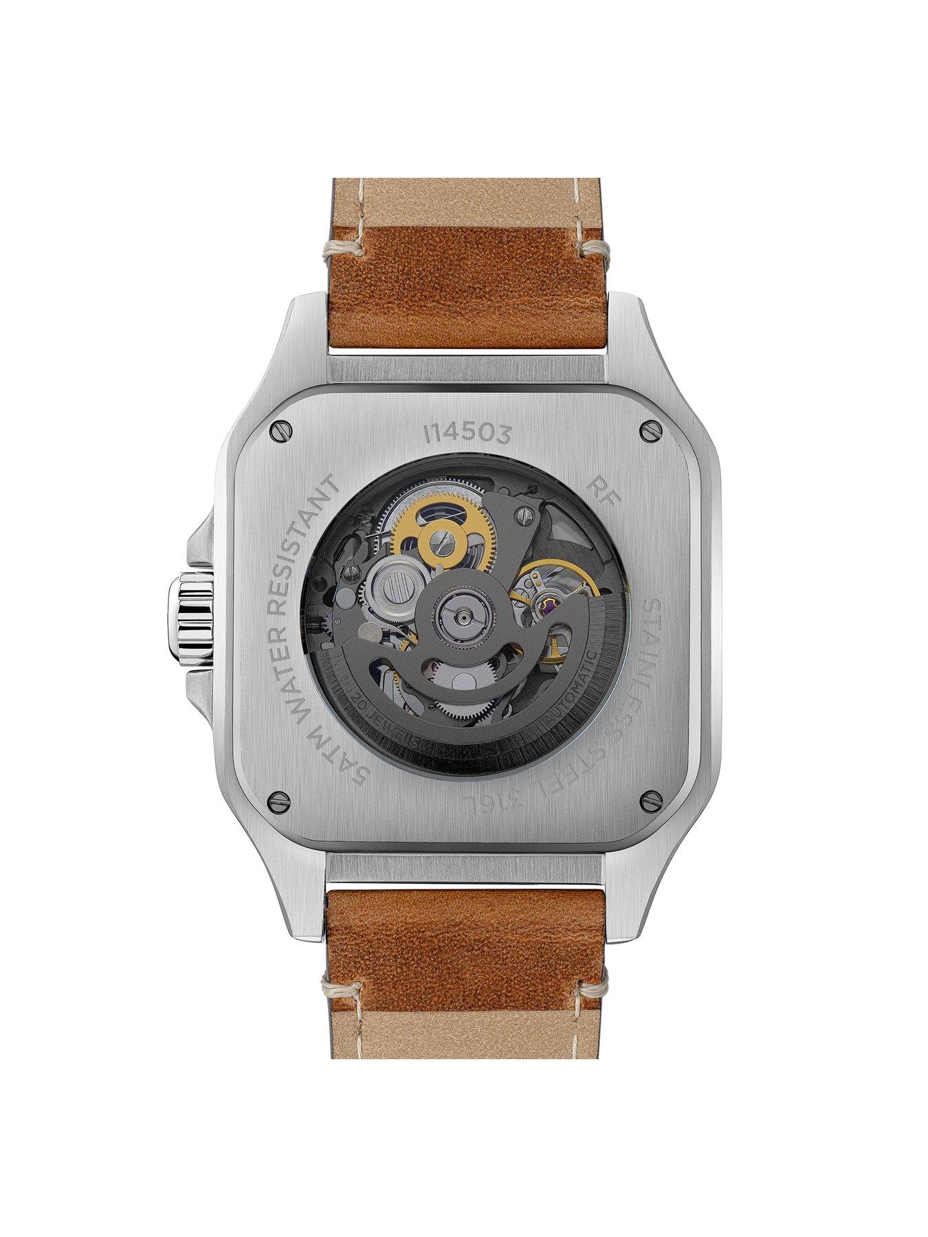 Image 6 of 6 of Ingersoll Gents Automatic Watch, Black dial Square Stainless Steel case and Brown Leather Strap