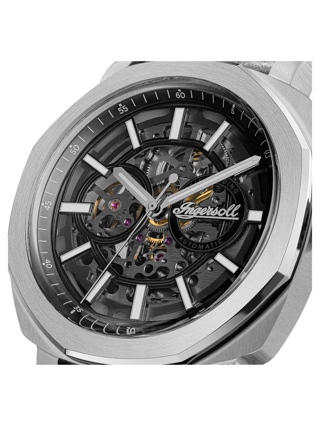 Image 3 of 6 of Ingersoll Outrider Gents Automatic Watch, Black dial, Stainless Steel case and Black Leather Strap
