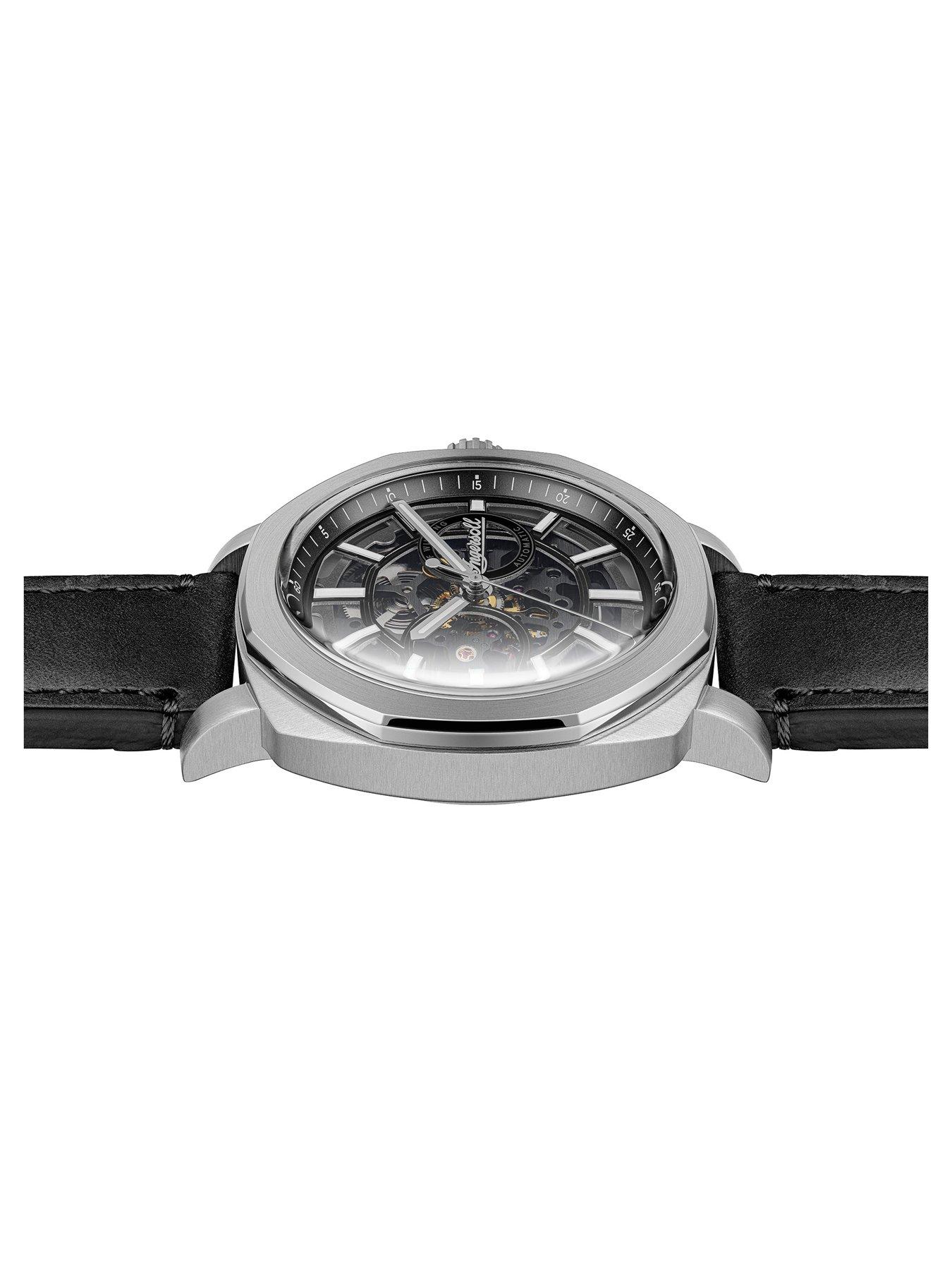 Image 4 of 6 of Ingersoll Outrider Gents Automatic Watch, Black dial, Stainless Steel case and Black Leather Strap
