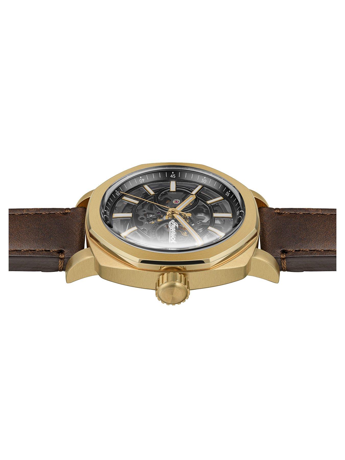 Image 2 of 6 of Ingersoll Outrider Gents Automatic Watch, Black dial, Stainless Steel case and Brown Leather Strap