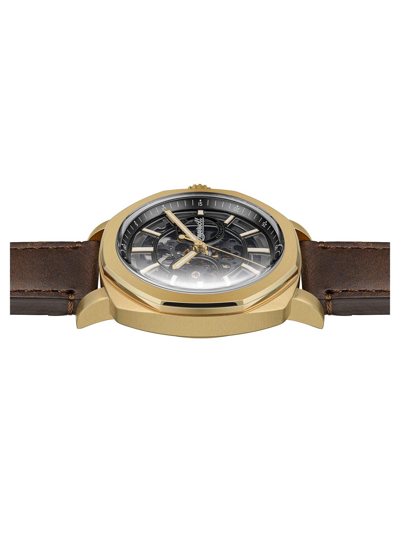 Image 4 of 6 of Ingersoll Outrider Gents Automatic Watch, Black dial, Stainless Steel case and Brown Leather Strap