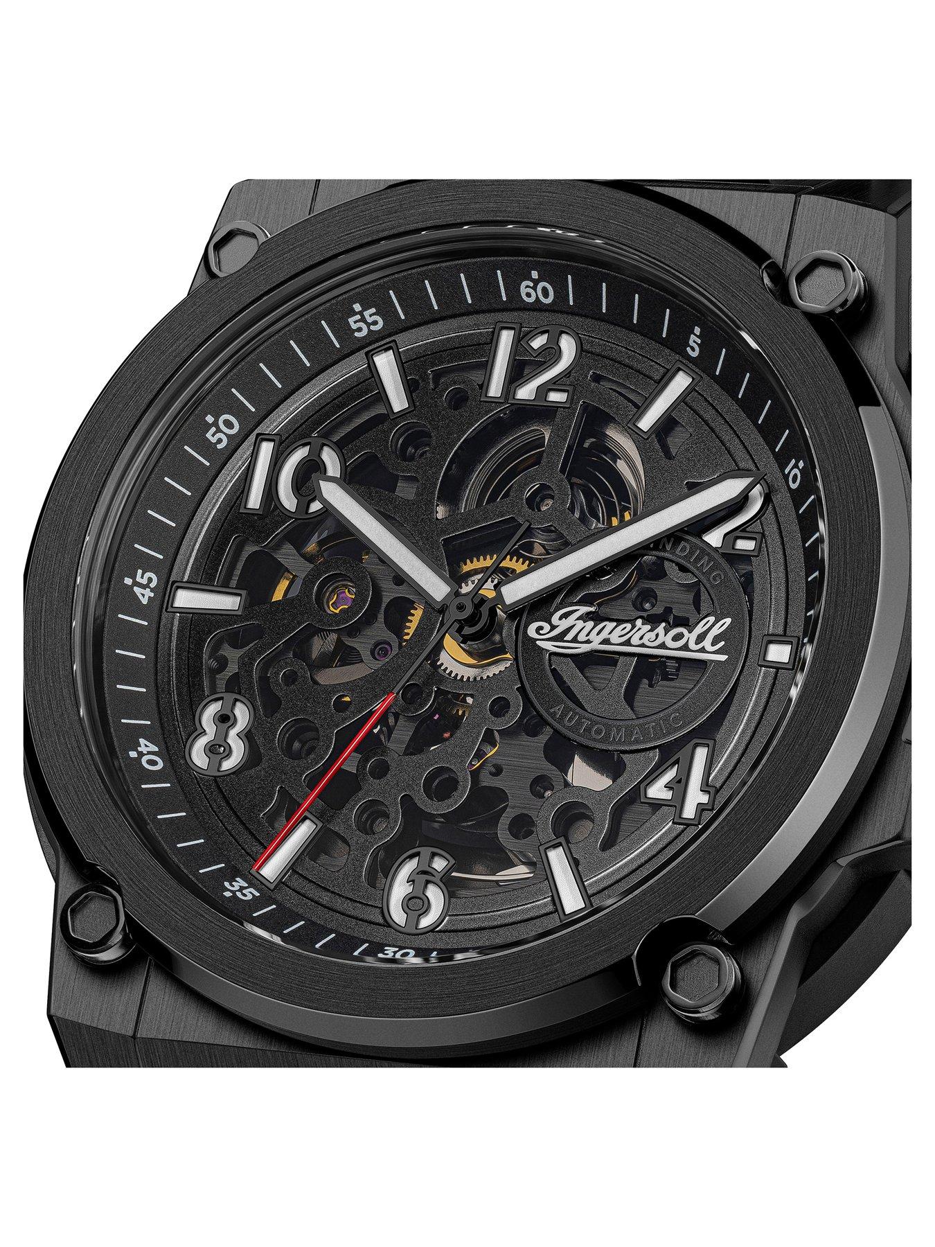 Image 3 of 6 of Ingersoll Anvil Automatic Gents Watch, Black dial, Stainless Steel Case and Leather Strap