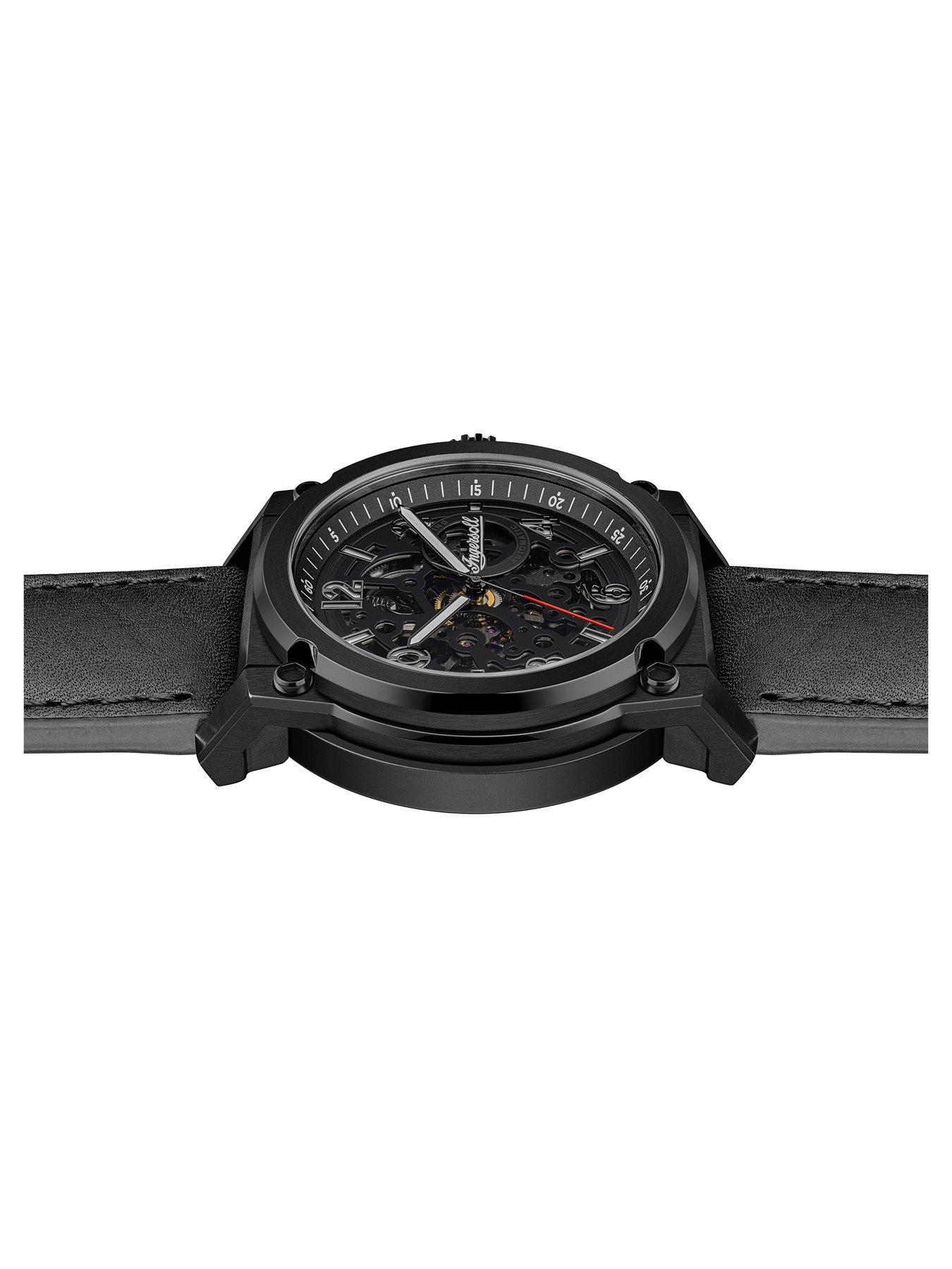 Image 4 of 6 of Ingersoll Anvil Automatic Gents Watch, Black dial, Stainless Steel Case and Leather Strap
