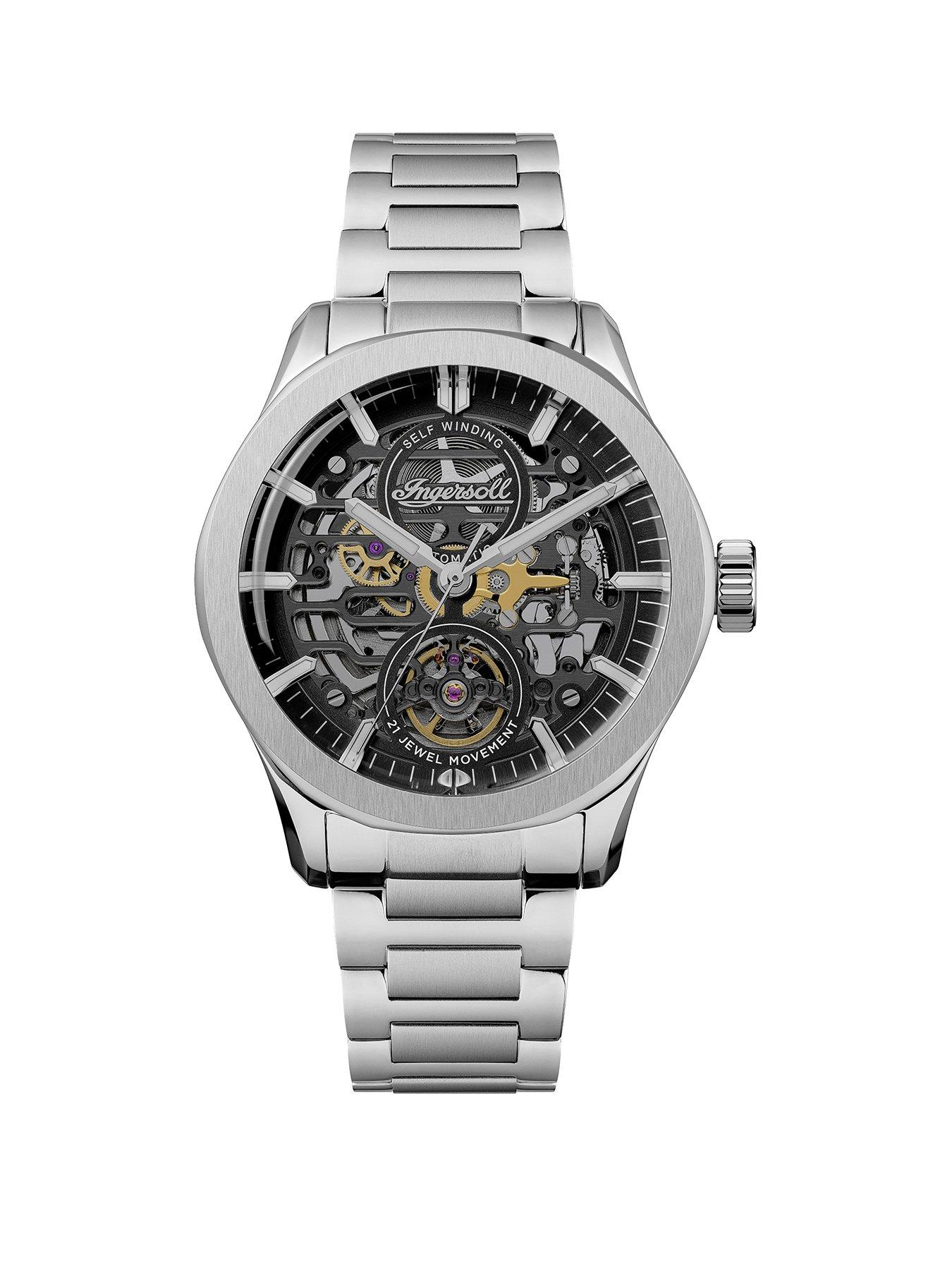 undefined Bronc Automatic Gents Watch, Black dial with gold detail, Stainless Steel Case and Bracelet