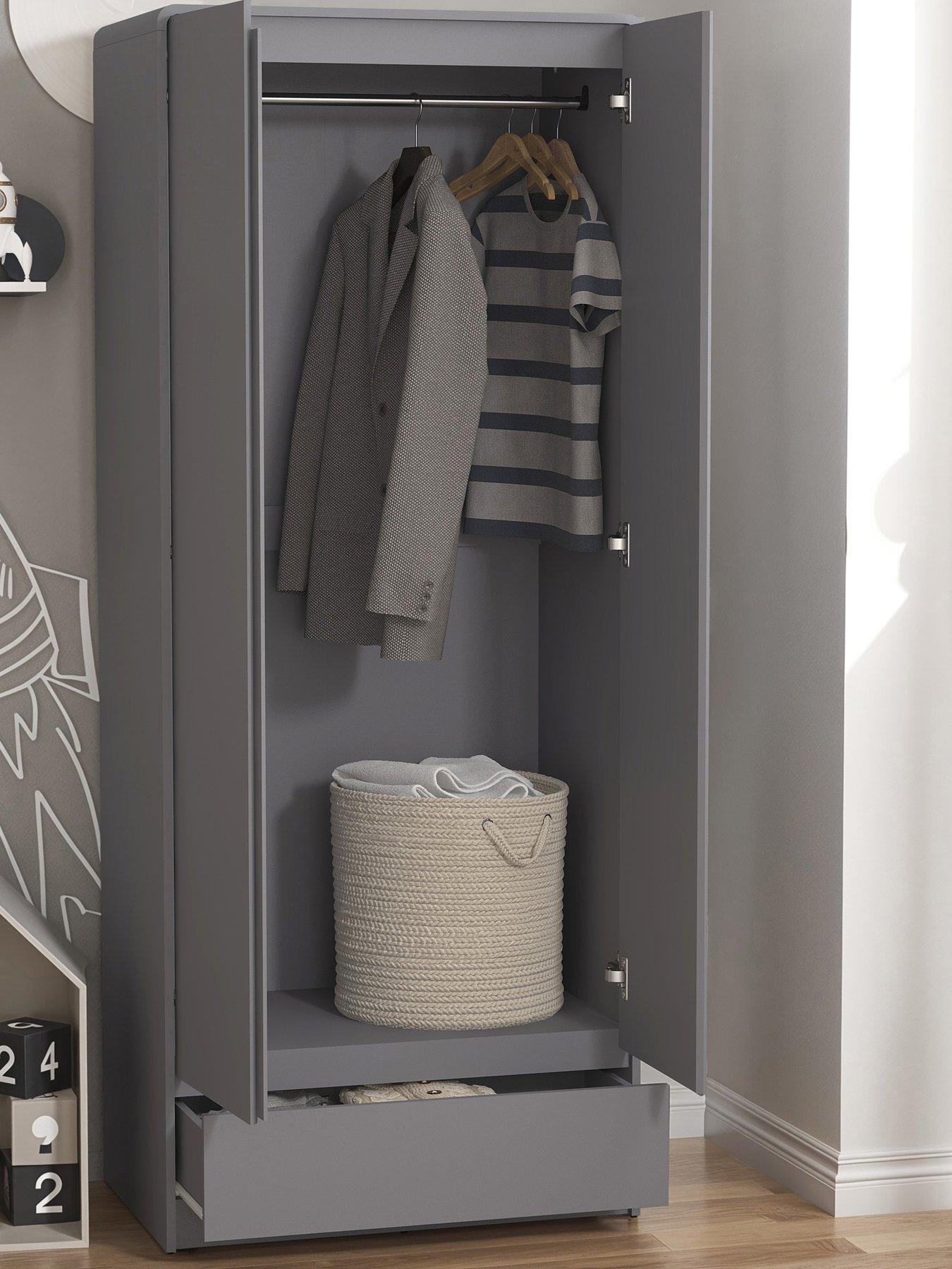 Image 3 of 7 of The Very Collection Bailey 2 Door, 1 Drawer Wardrobe - Grey - FSC&reg; Certified