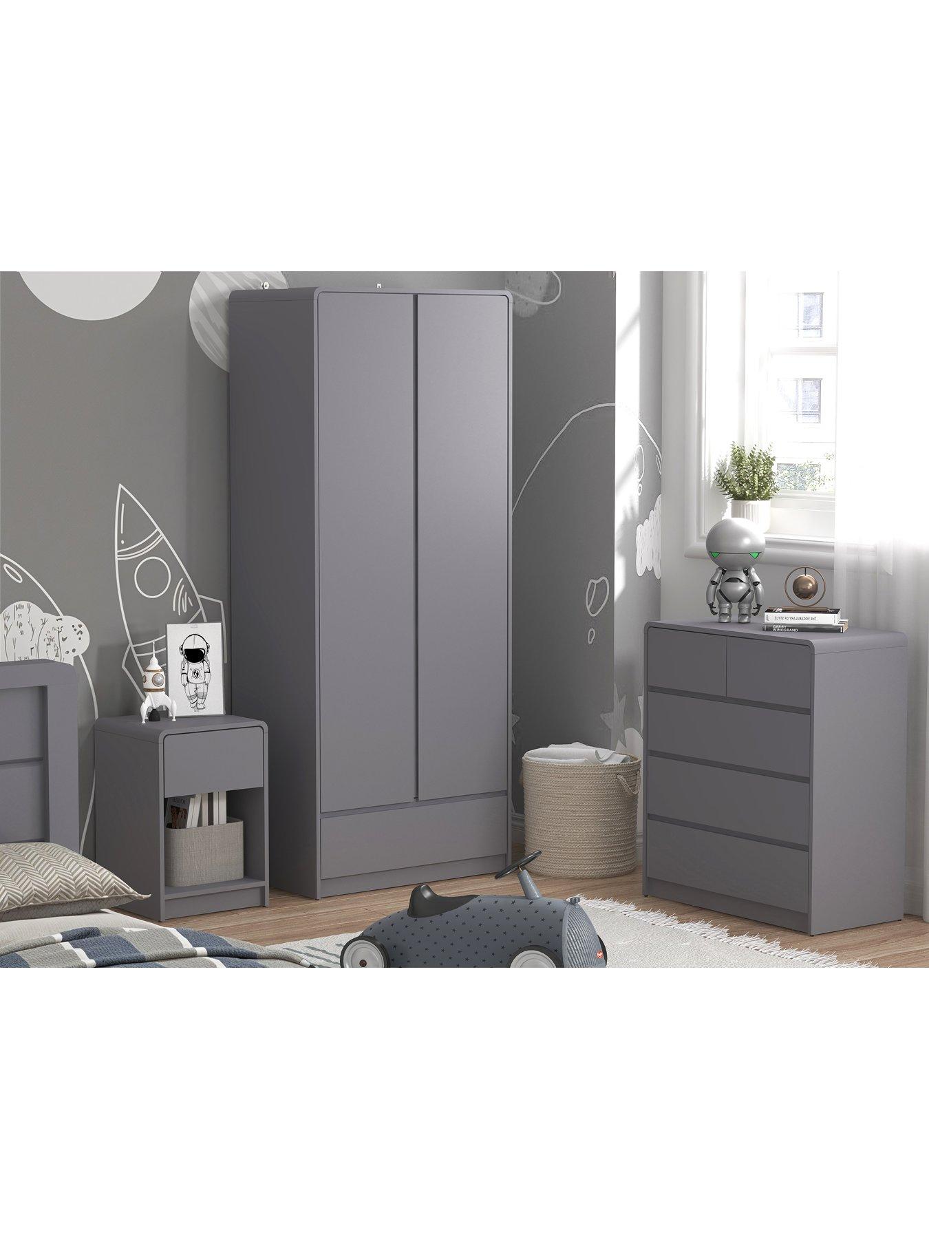 Image 6 of 7 of The Very Collection Bailey 2 Door, 1 Drawer Wardrobe - Grey - FSC&reg; Certified