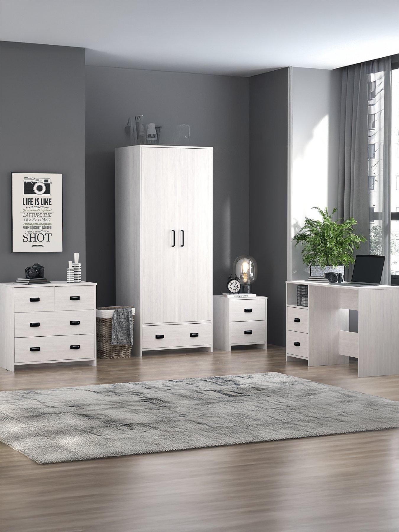 The Very Collection Jackson 4 Piece Kids Bedroom Furniture Package - Wardrobe, 2 + 2 Drawer Chest, Desk and Bedside Chest