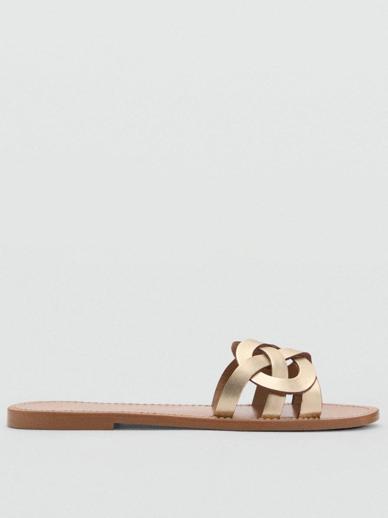 undefined Leather Sandals With Intertwined Strap - Gold