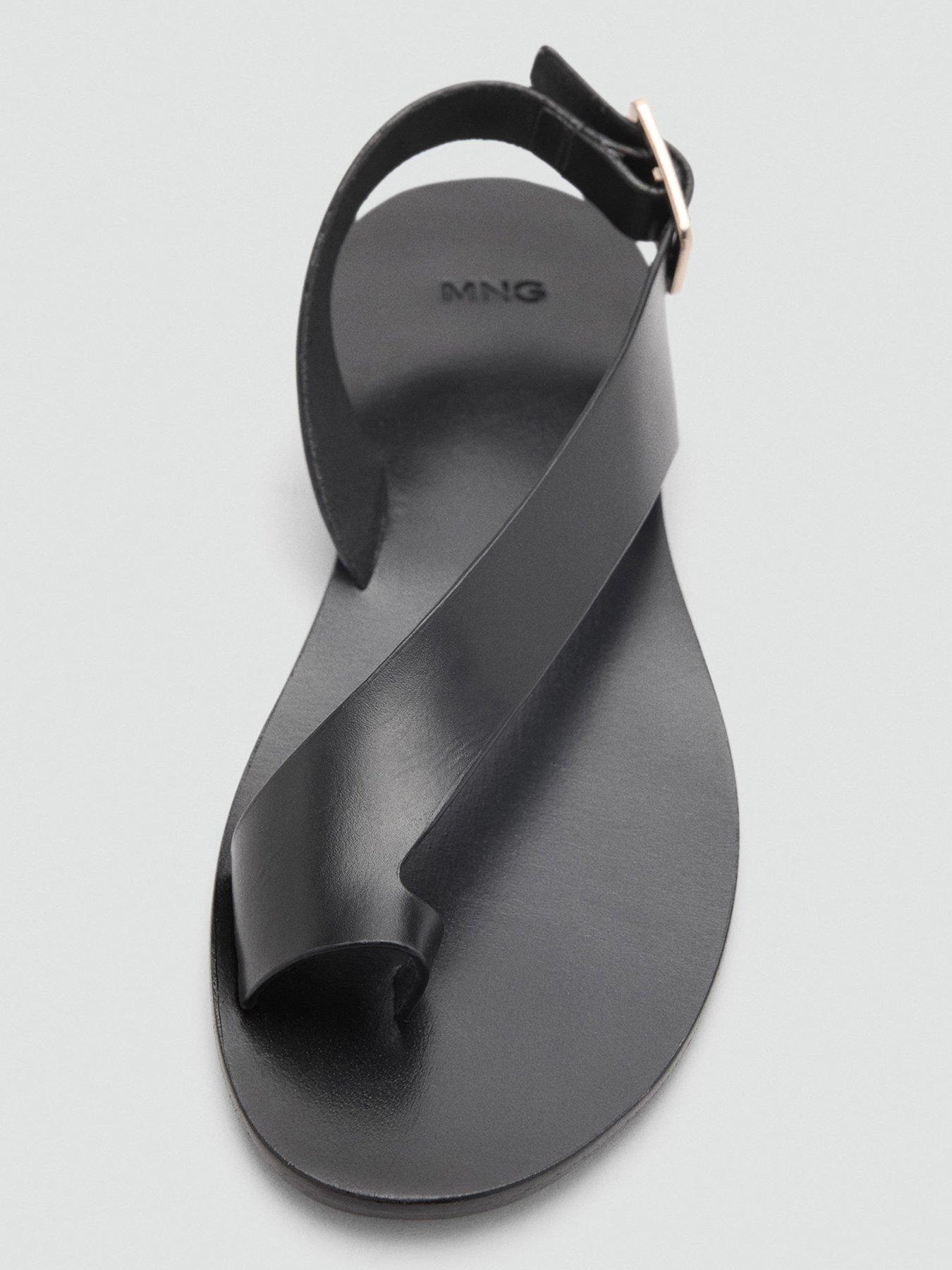 Mango Leather Sandals With Cross Strap - Black | Very
