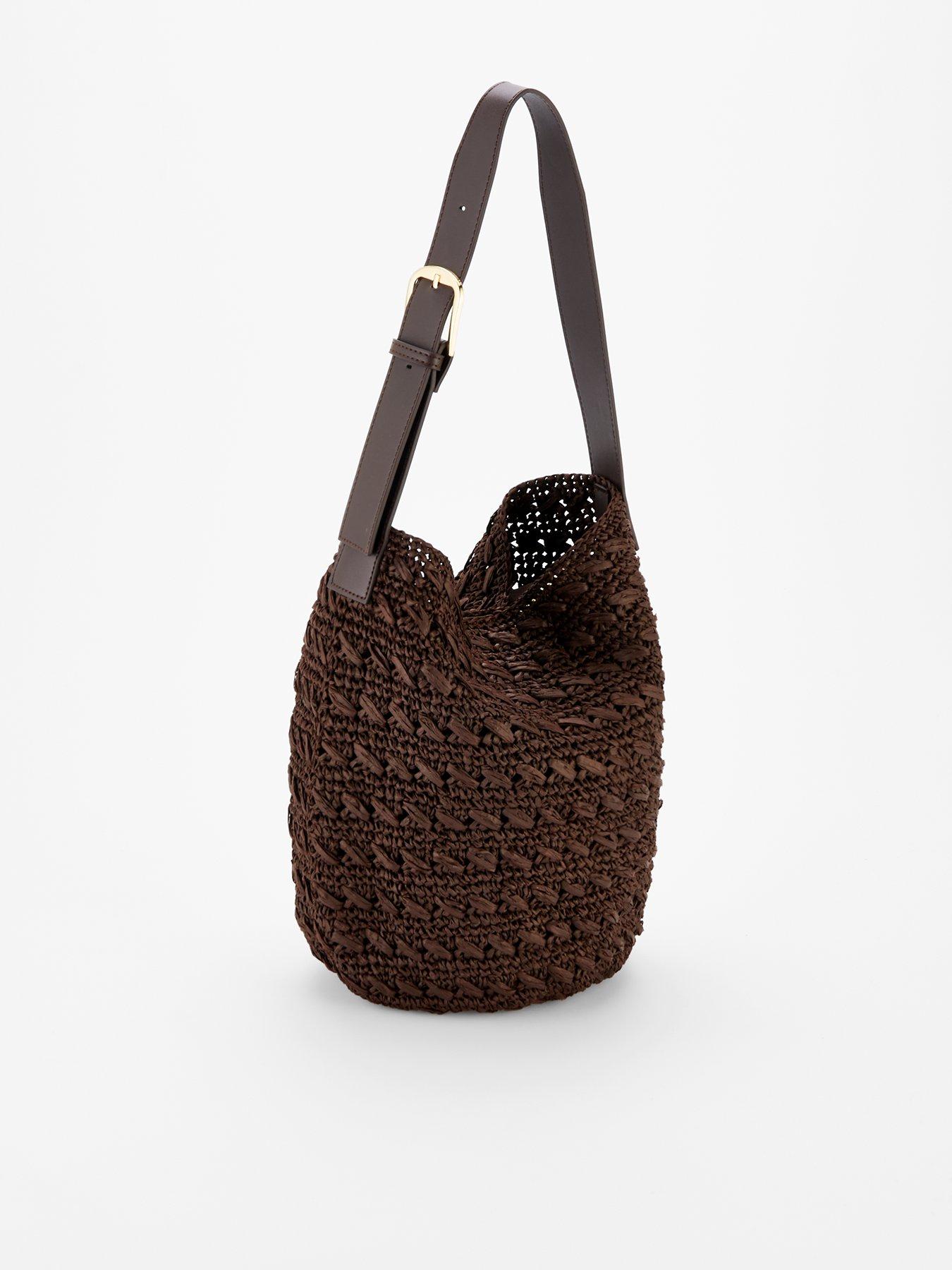 Image 3 of 5 of Mango Natural Fibre Shoulder Bag - Brown