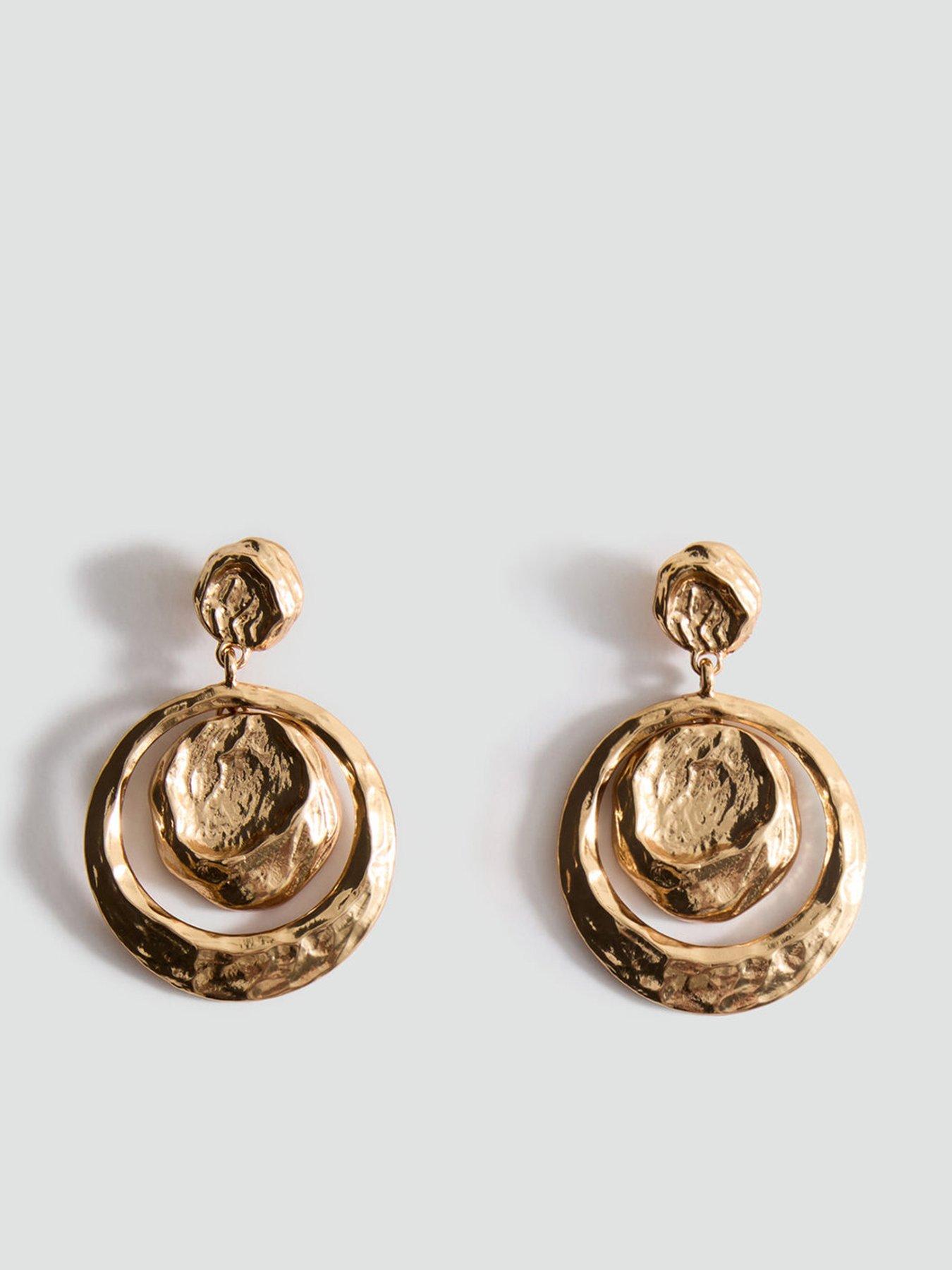 undefined Circular Design Hanging Earrings - Gold