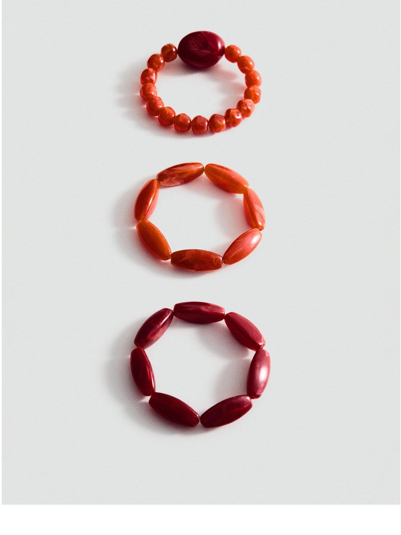 undefined Set Of 3 Combined Ball Bracelets - Red