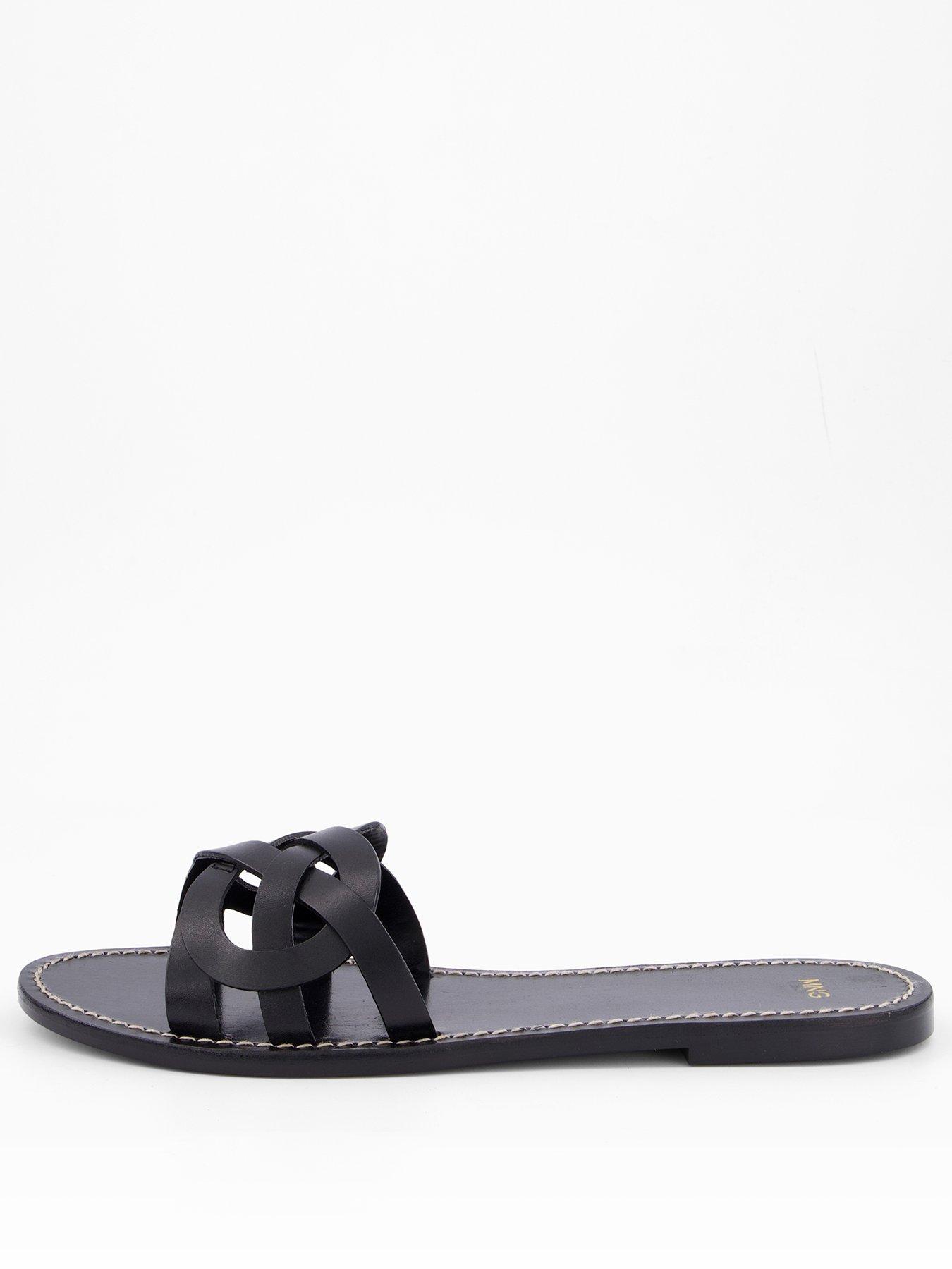 Mango Leather Sandals With Intertwined Strap - Black | Very