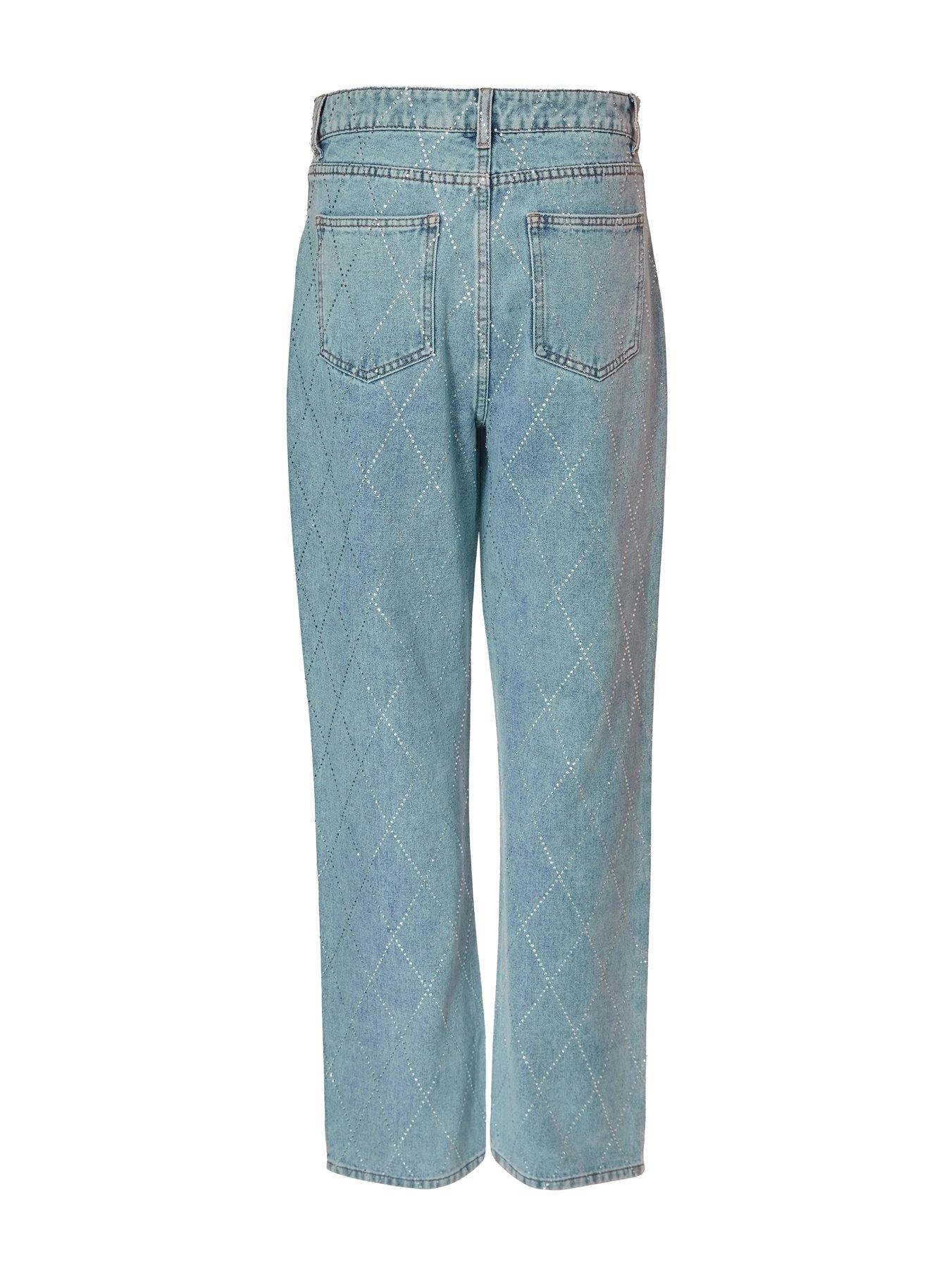  image of quiz-blue-diamante-denim-jeans