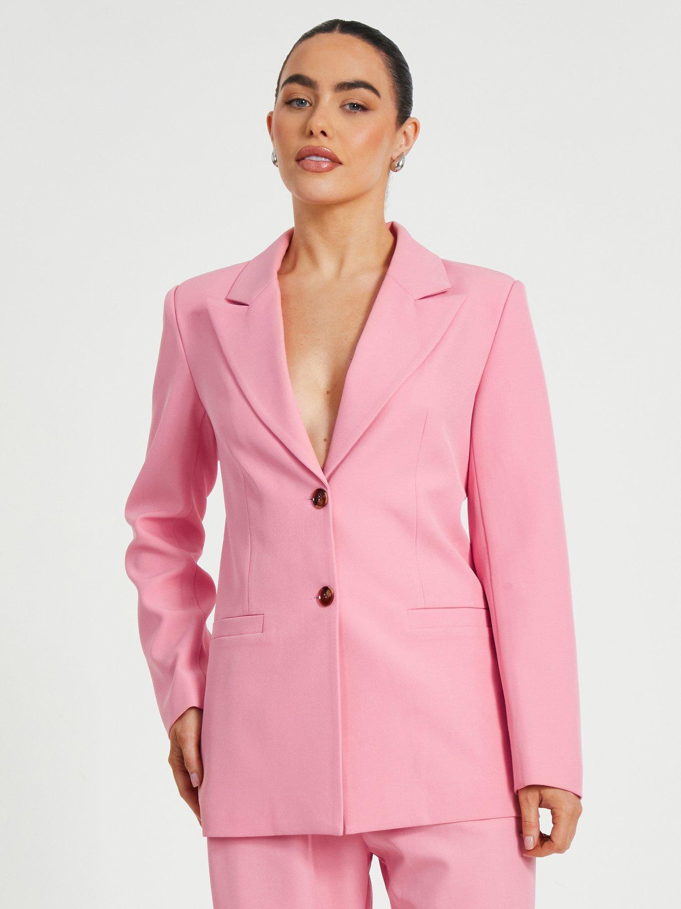 undefined Petite Coral Woven Long Sleeve Blazer