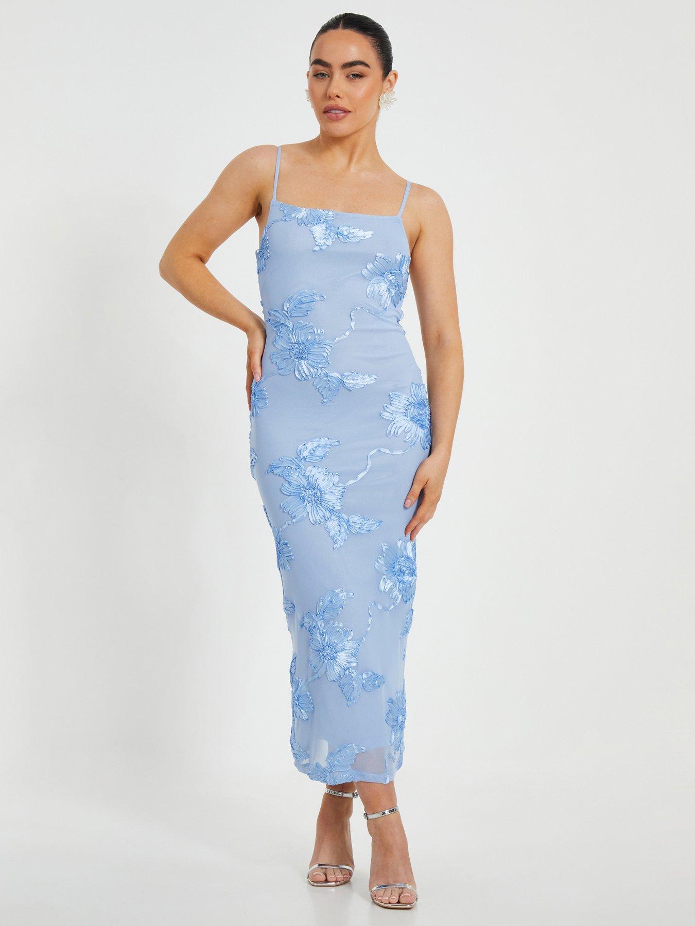 undefined Petite Blue Applique Midaxi Dress
