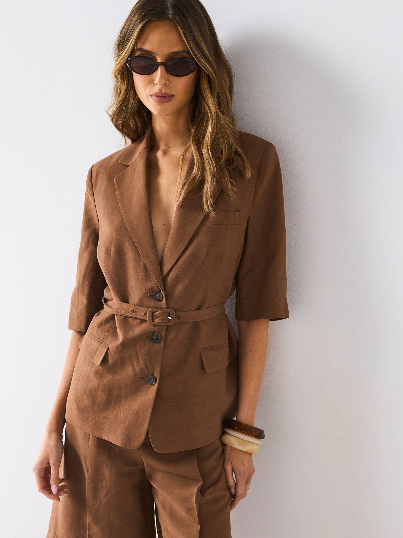 Women's Blazer Mango Suits Womens Mango Linen Blend Suit