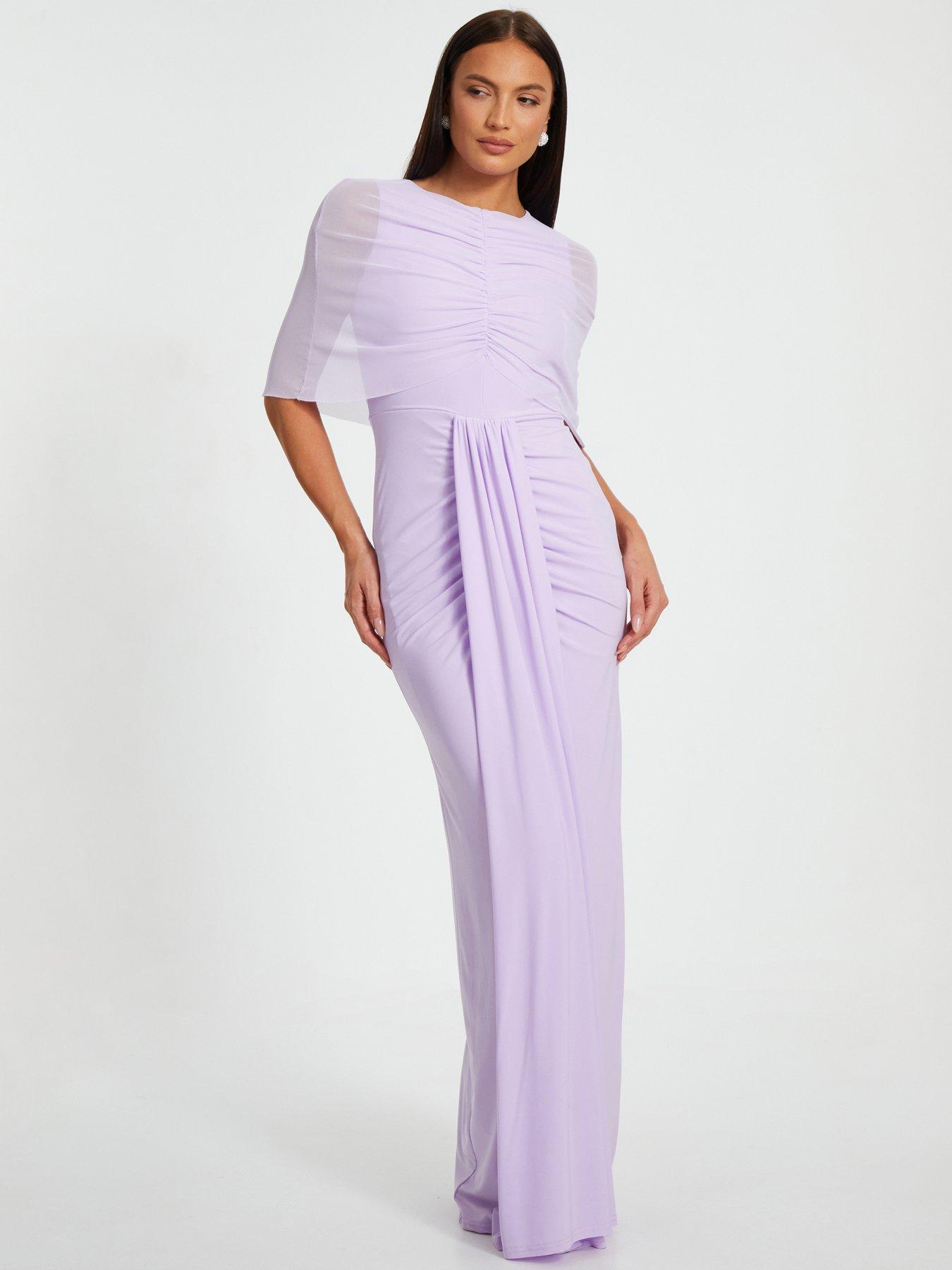 Image 1 of 6 of Quiz Lilac Draped Maxi Dress