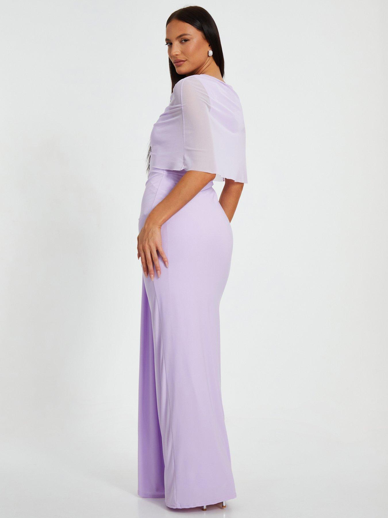 Image 2 of 6 of Quiz Lilac Draped Maxi Dress