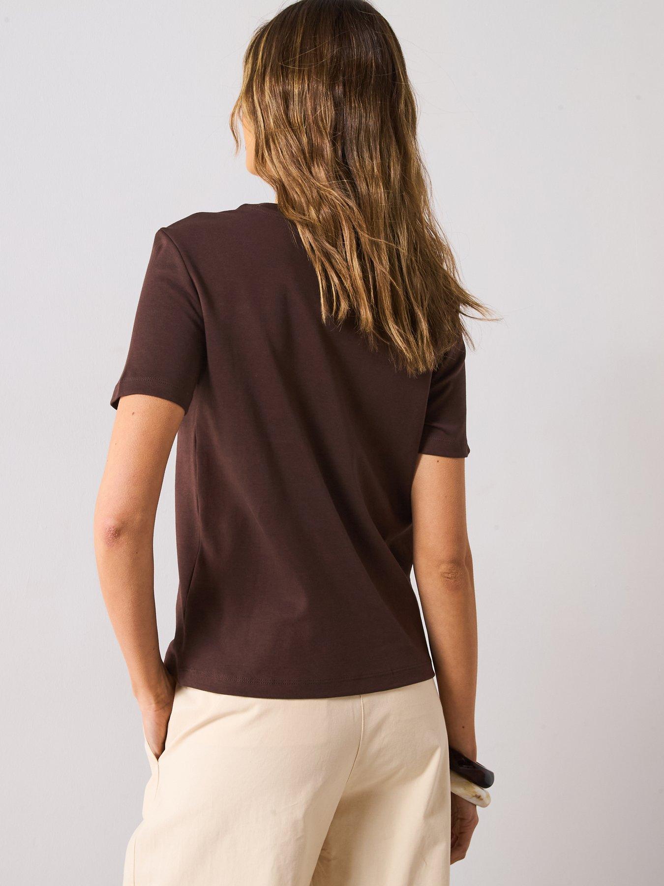 Image 2 of 3 of Mango Short Sleeve Cotton T-shirt - Brown