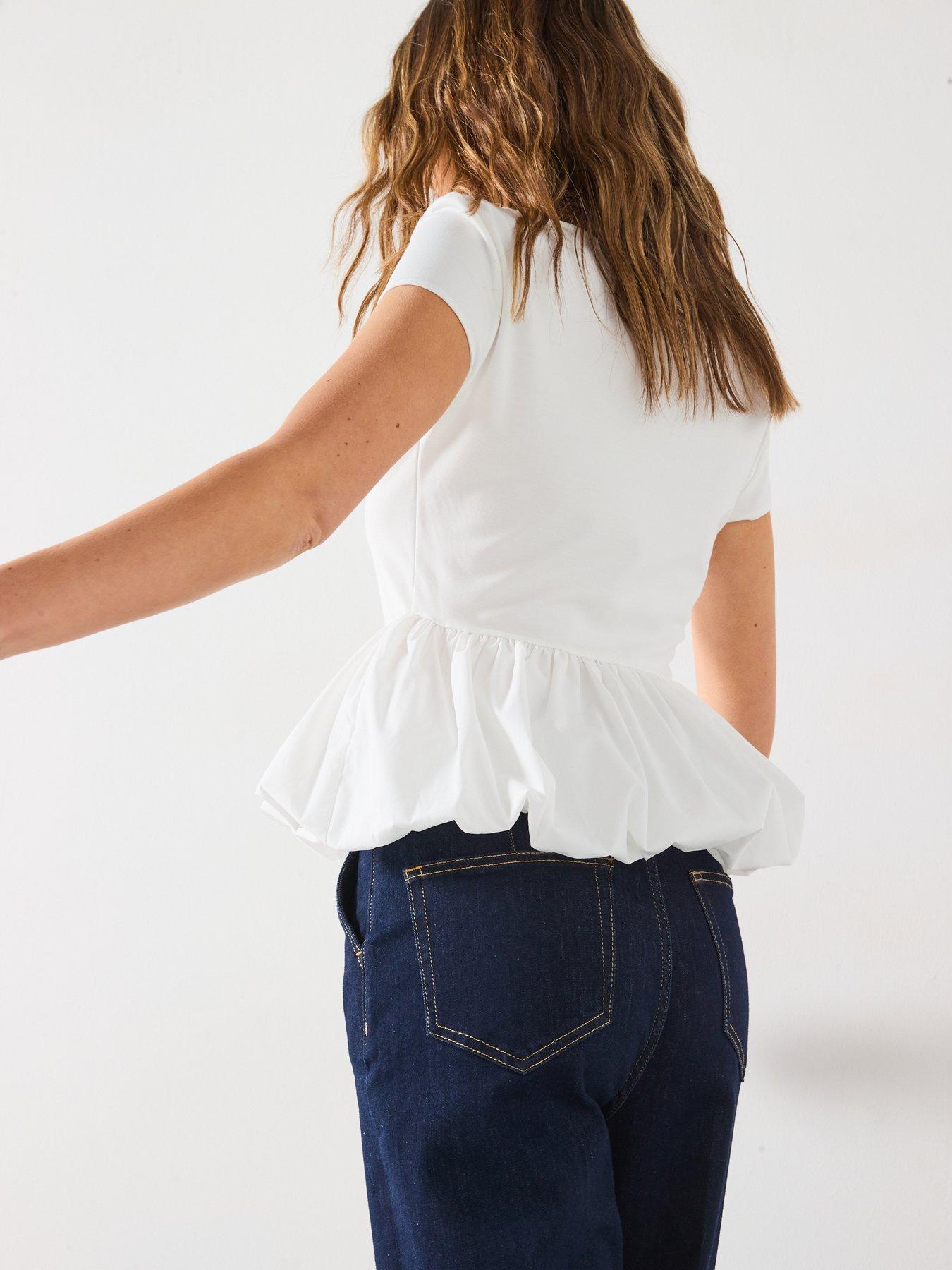Mango Short Sleeve Ruffle Top - White | Very