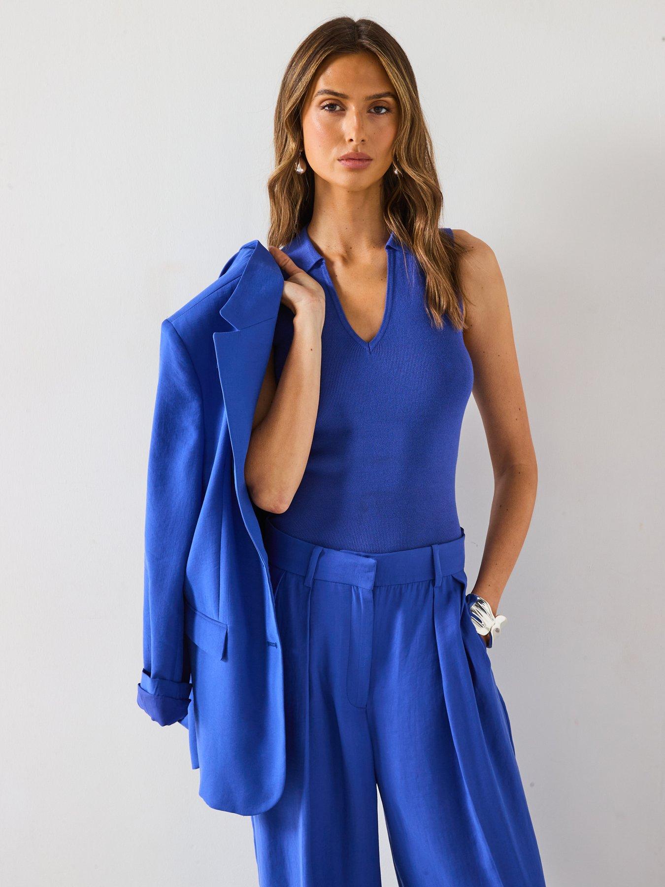 Image 6 of 6 of Mango Polo-Neck Knitted Top - Blue