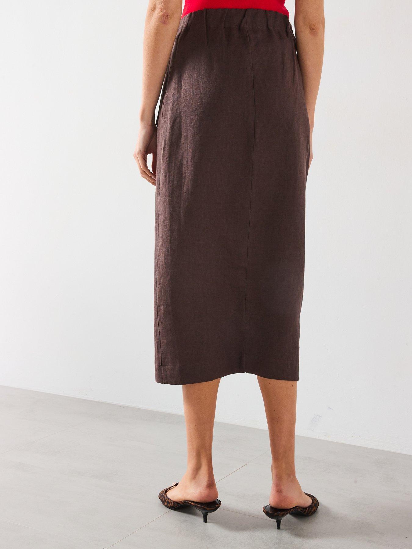 Image 2 of 5 of Mango Linen Sarong Skirt - Brown