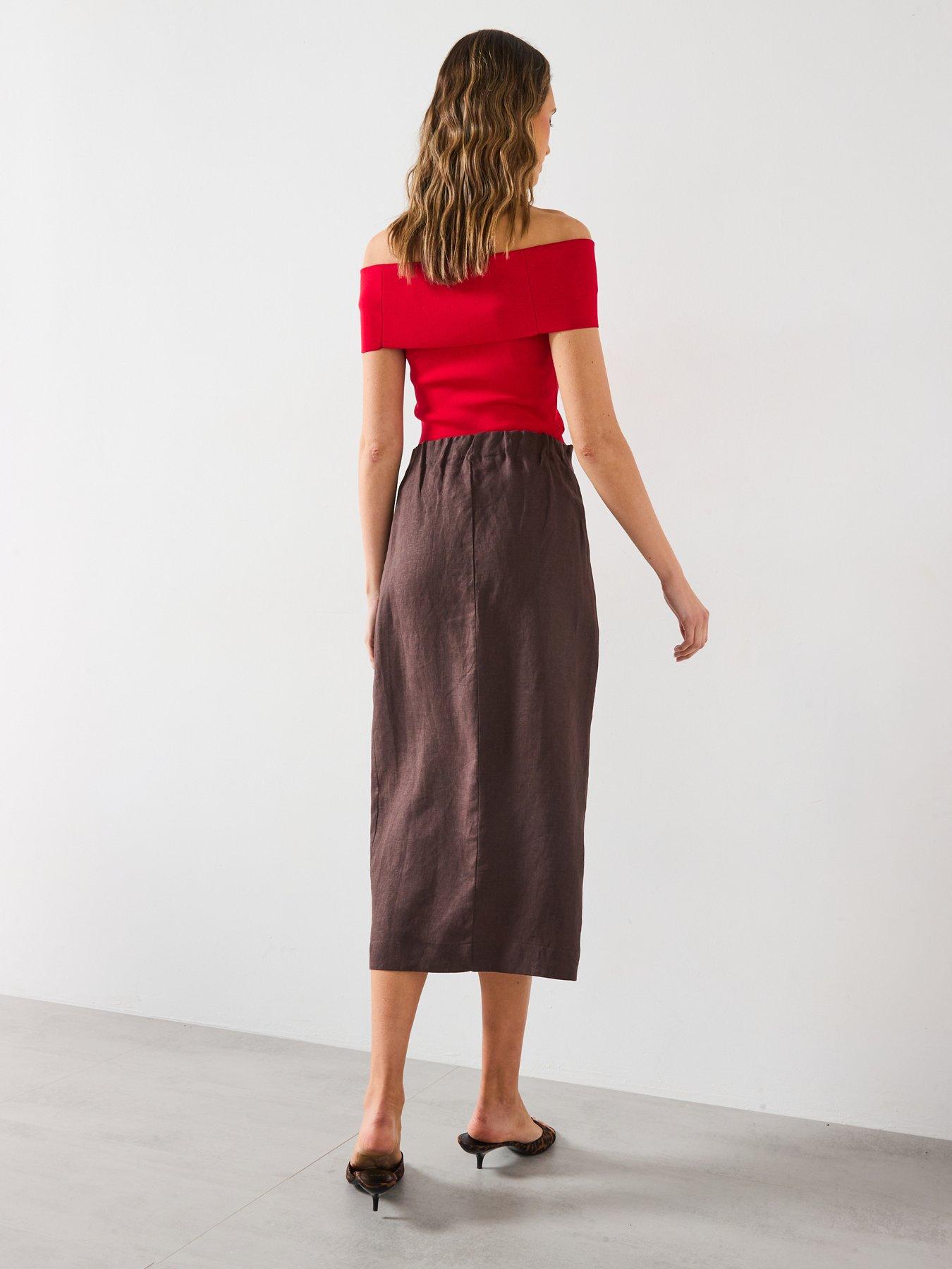 Image 5 of 5 of Mango Linen Sarong Skirt - Brown