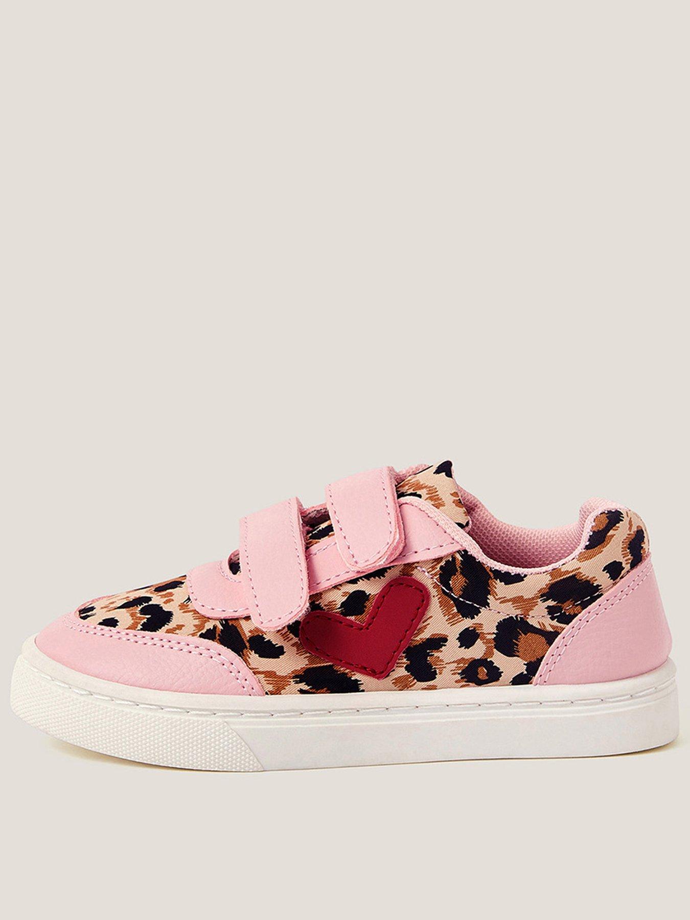 undefined Girls Leopard Print Rip-tape Trainers - Multi