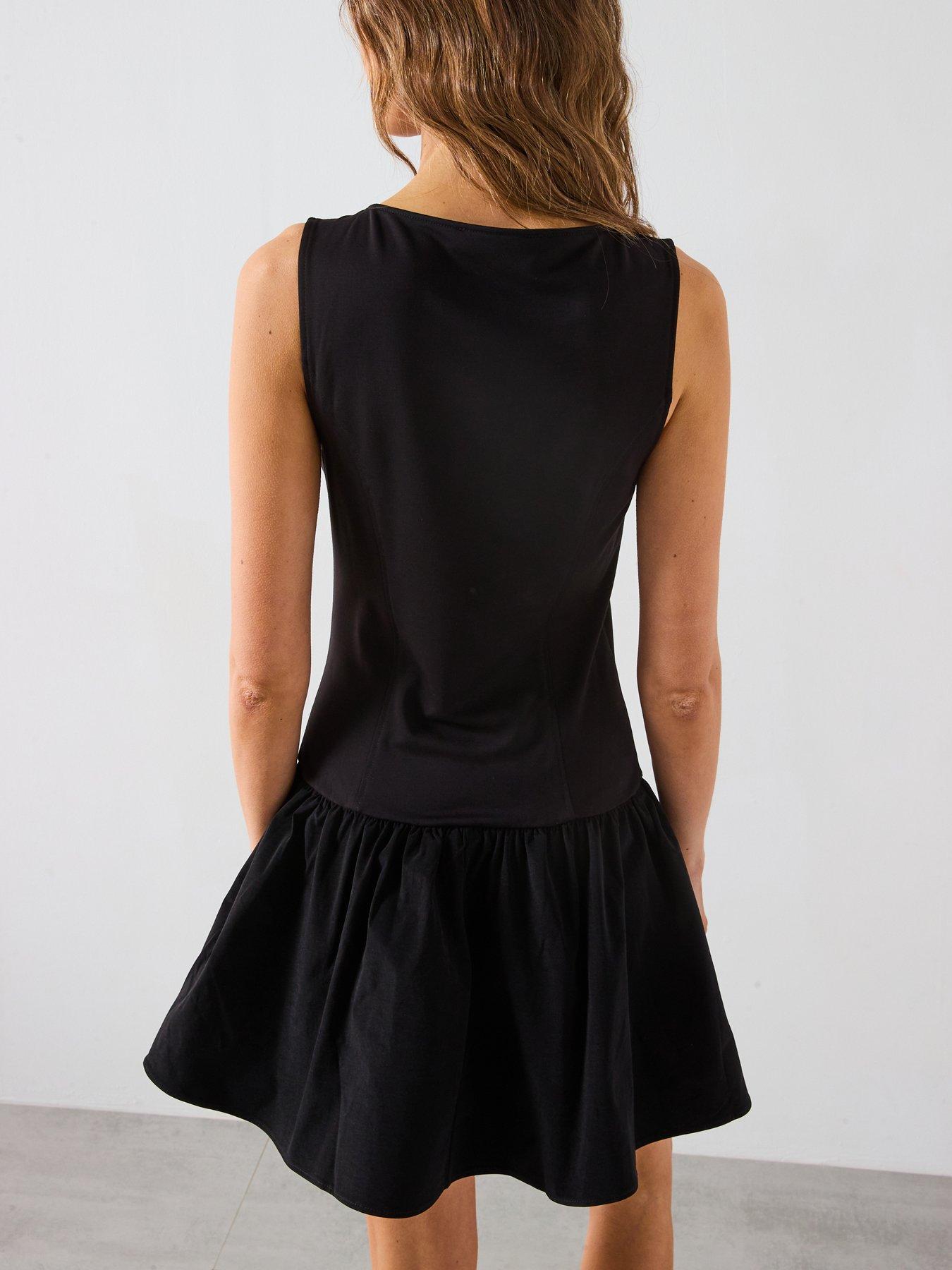Image 2 of 6 of Mango Short Dress With Ruffle Skirt - Black