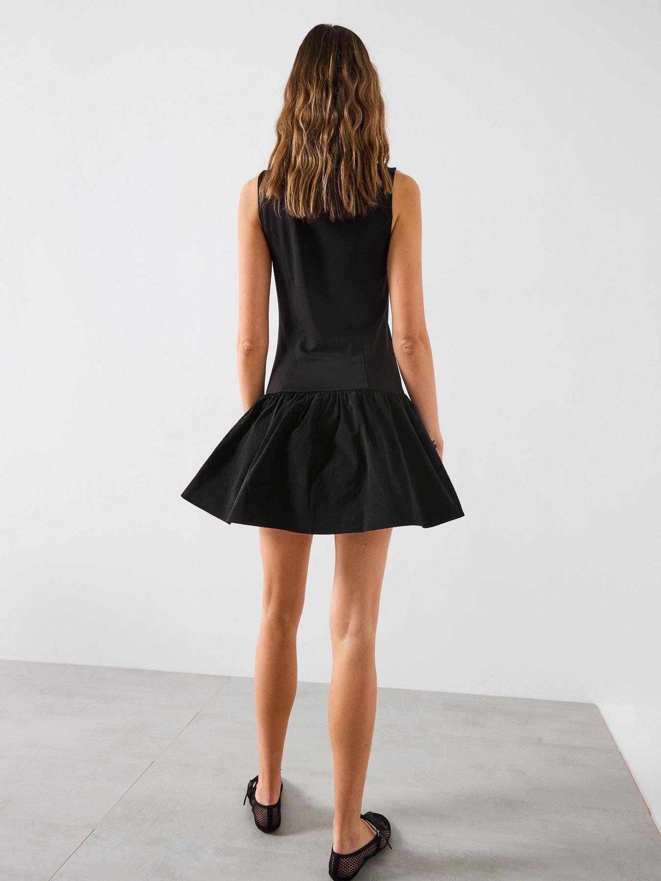 Image 5 of 6 of Mango Short Dress With Ruffle Skirt - Black