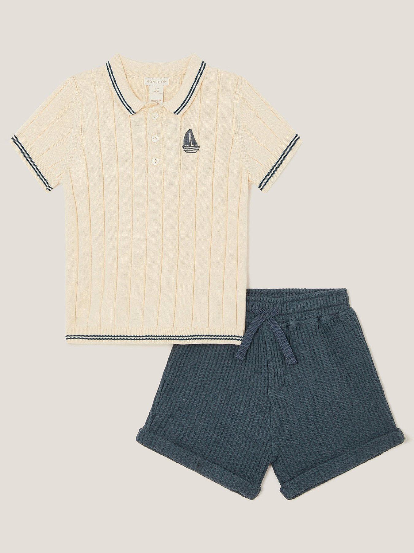 undefined Baby Boys Knit Polo Set - Cream
