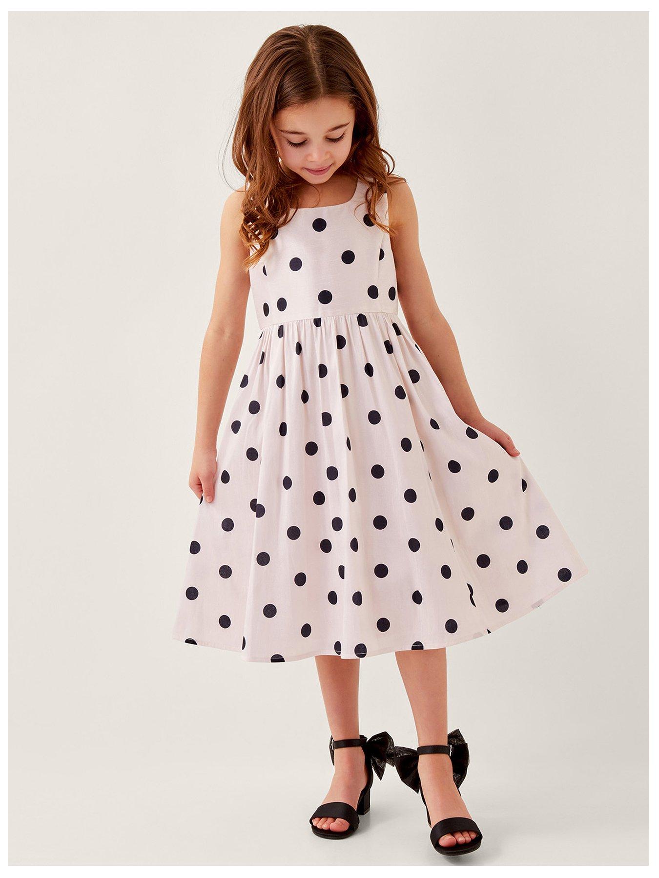 undefined Girls Sicily Spot Mini Dress - Light Cream