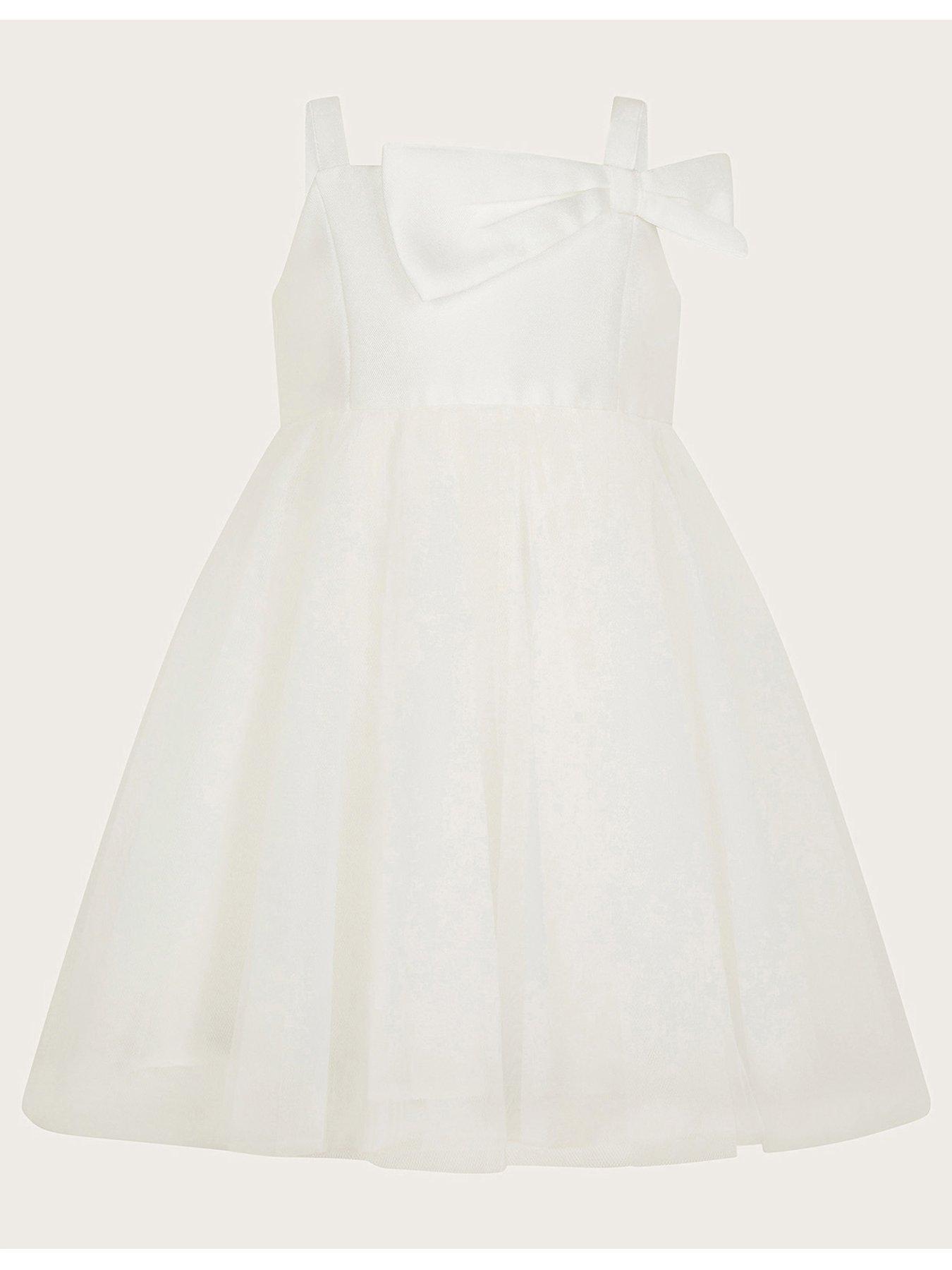 undefined Baby Girls Betty Bow Twill Dress - Ivory