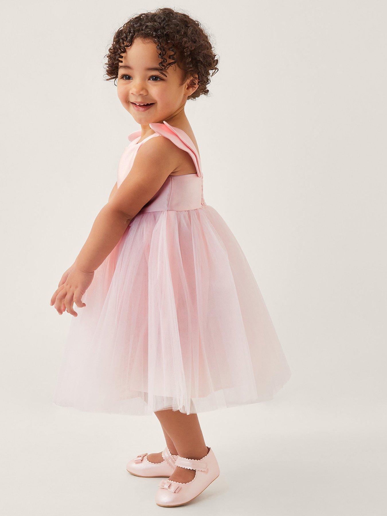 undefined Baby Girls Angel Wing Sleeve Tulle Dress - Light Pink