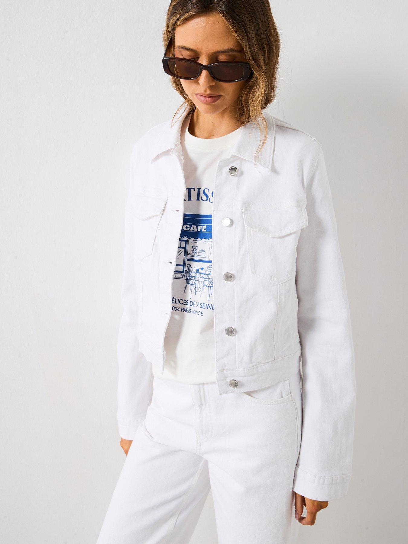 Mango Crop Denim Jacket White Very