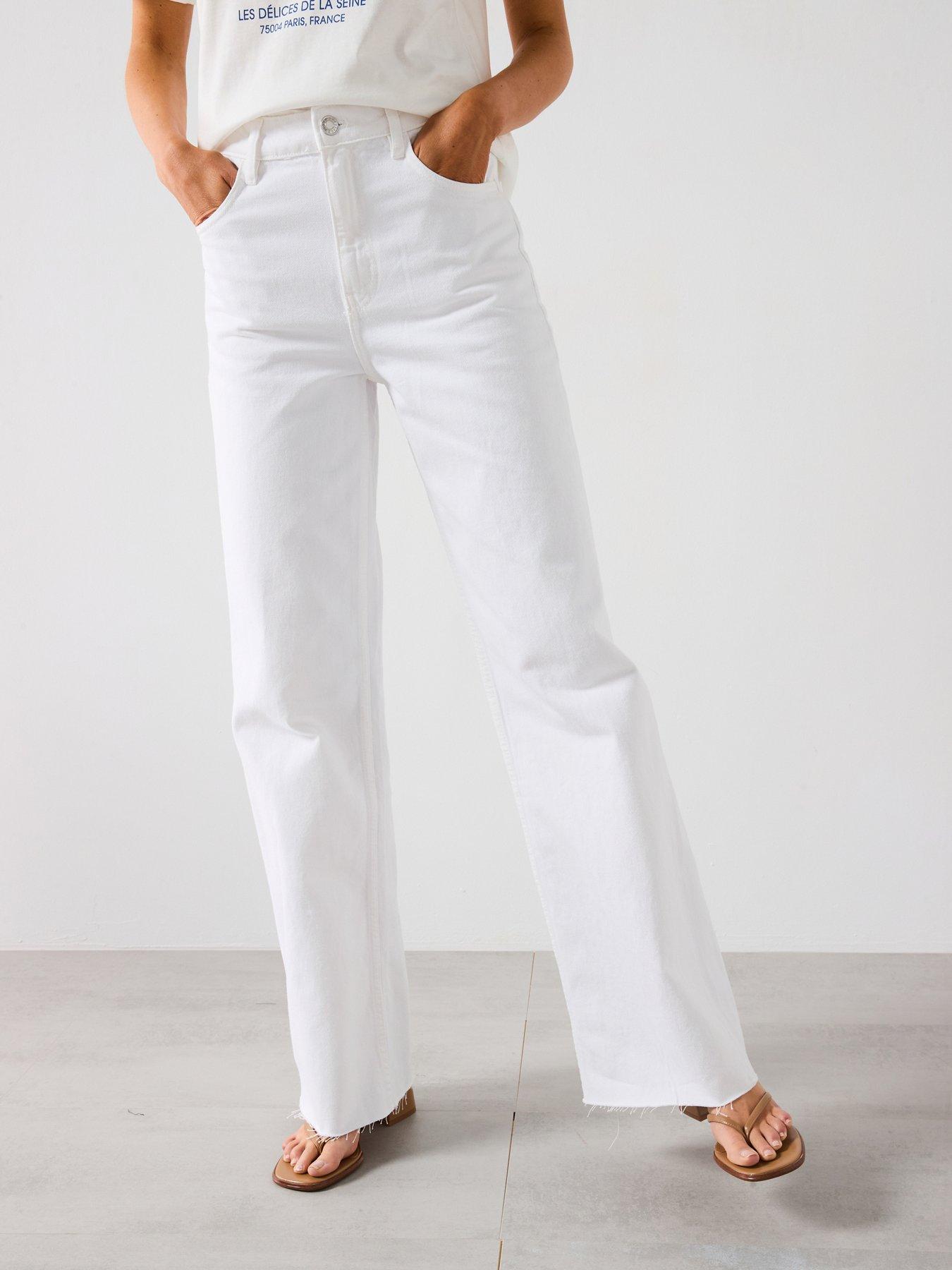 Mango Danila Wide leg High-Rise Jeans White Very