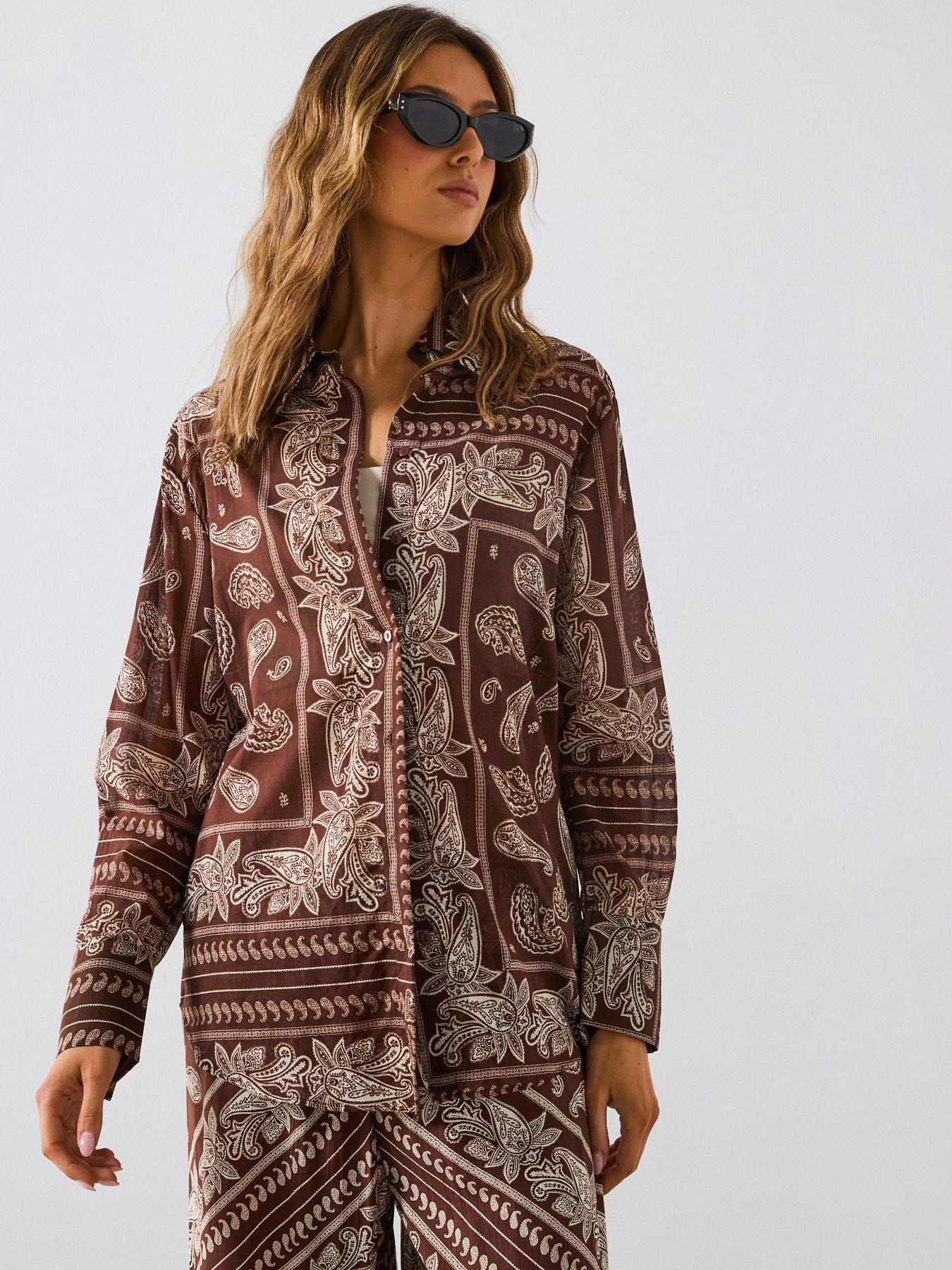 undefined Regular Paisley Shirt - Brown