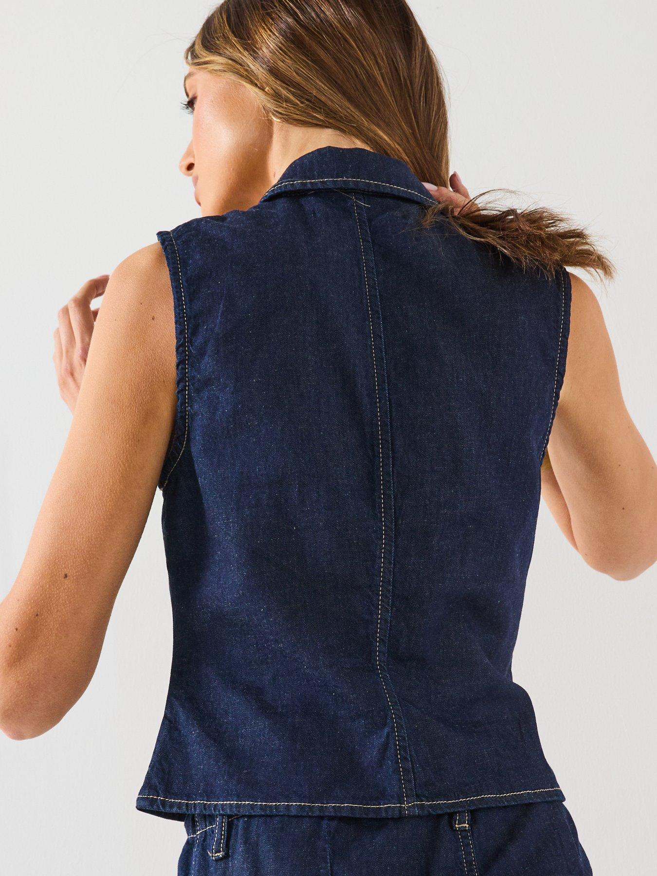 Image 2 of 6 of Mango Fitted Denim Top - Blue