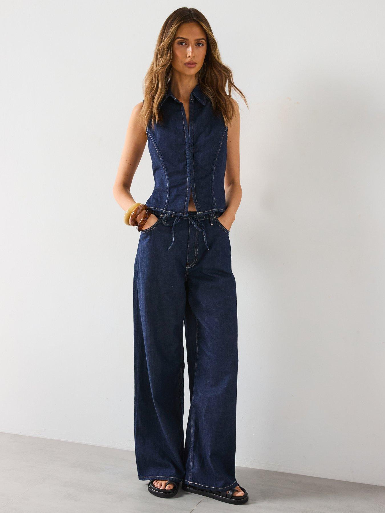 Image 3 of 6 of Mango Fitted Denim Top - Blue