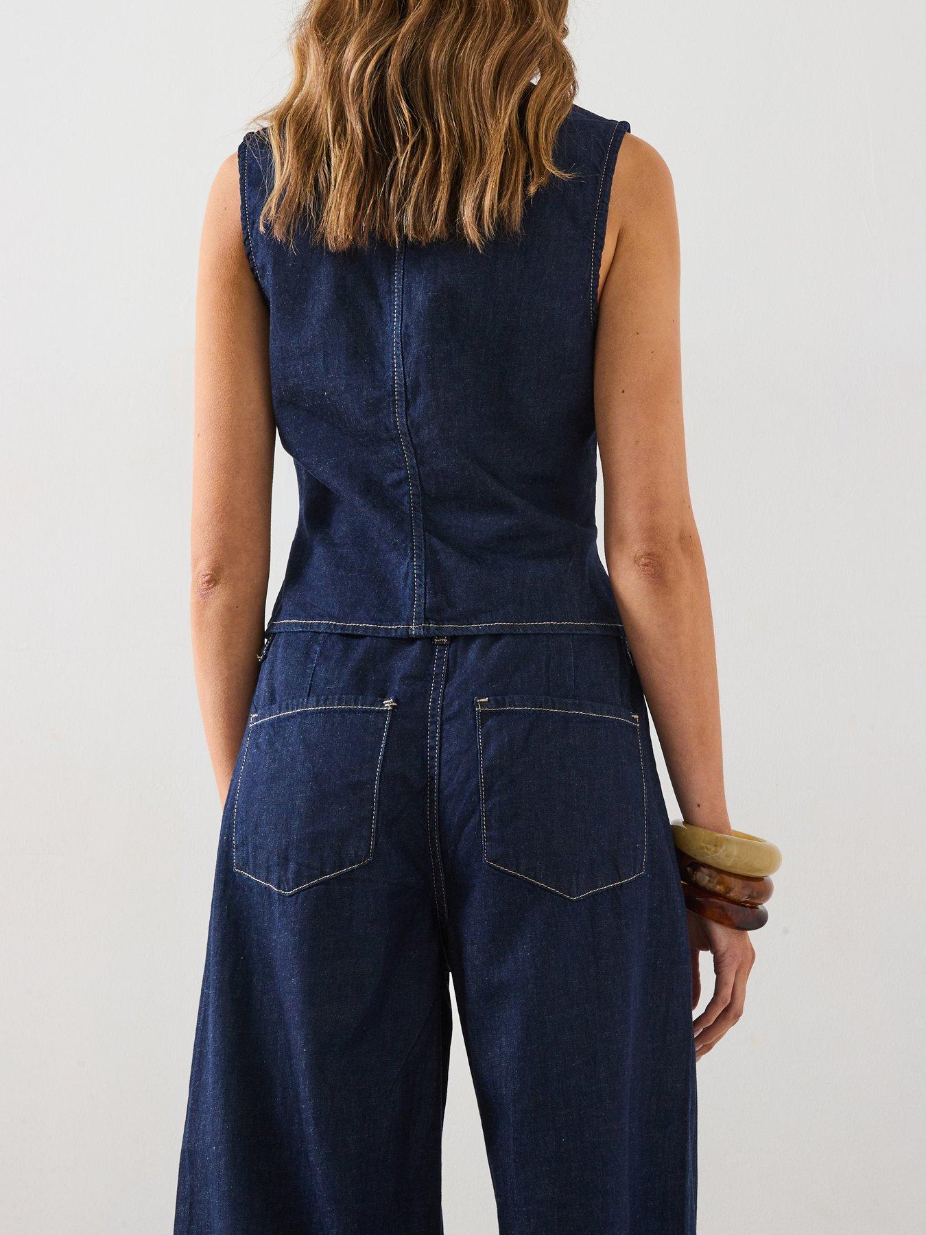 Image 5 of 6 of Mango Fitted Denim Top - Blue