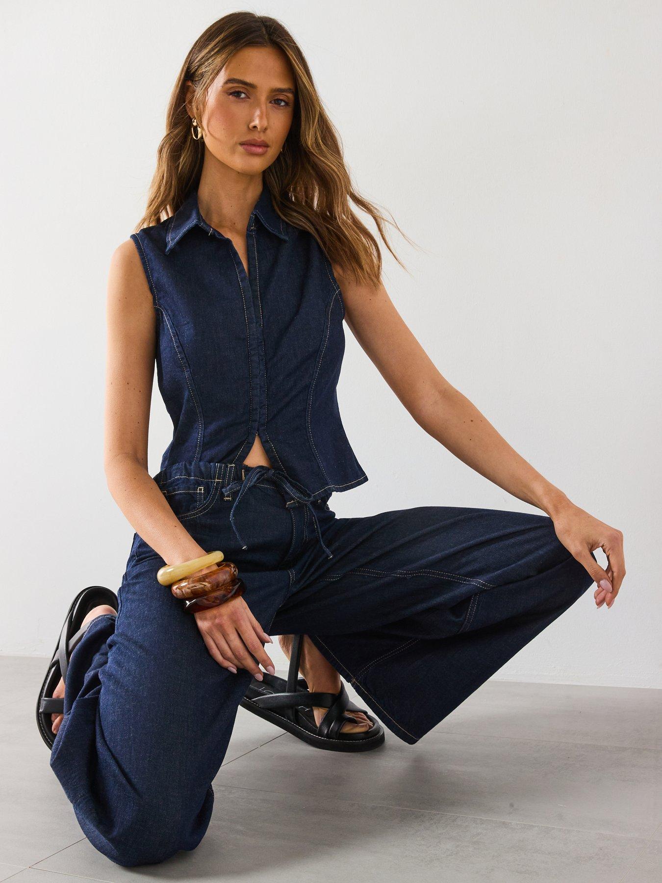 Image 6 of 6 of Mango Fitted Denim Top - Blue