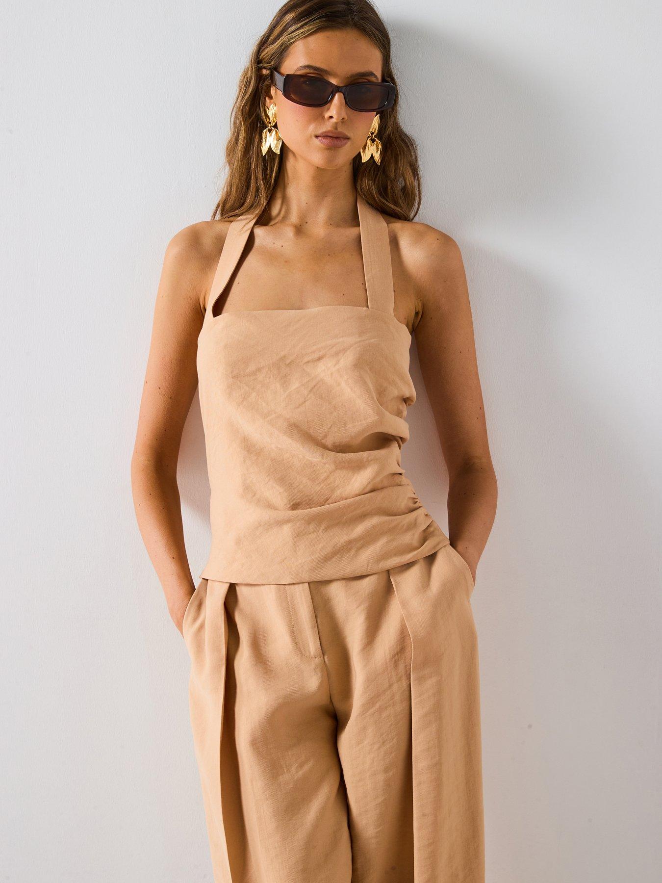 undefined Lyocell Top With Gathered Detail - Cream
