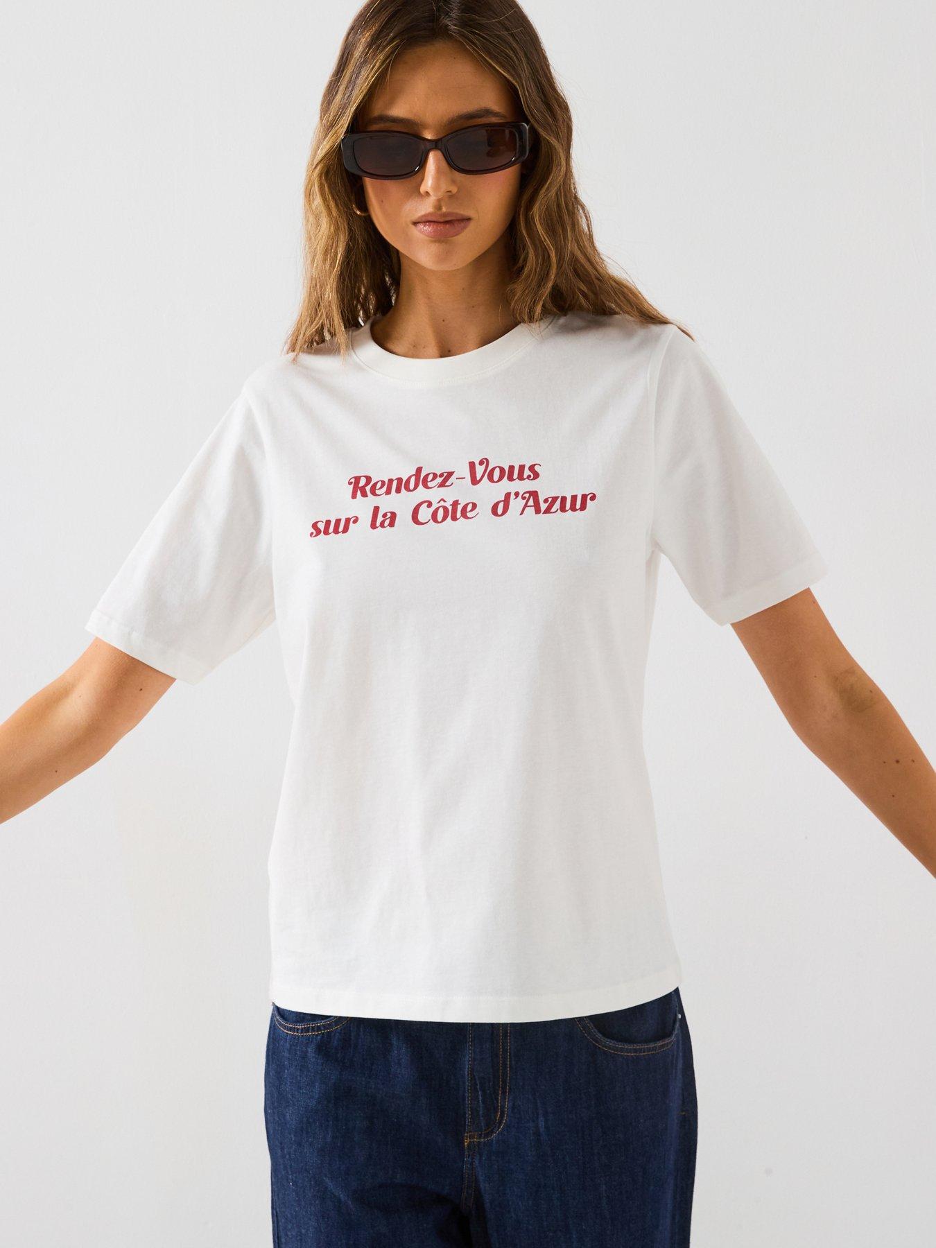 Mango Short-Sleeved Printed T-Shirt - White/Red