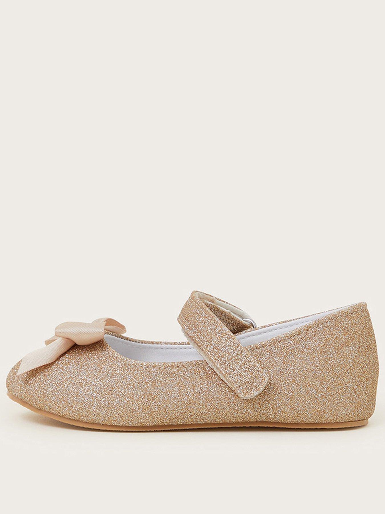 undefined Baby Girls Glitter Bow Walker Shoes - Gold
