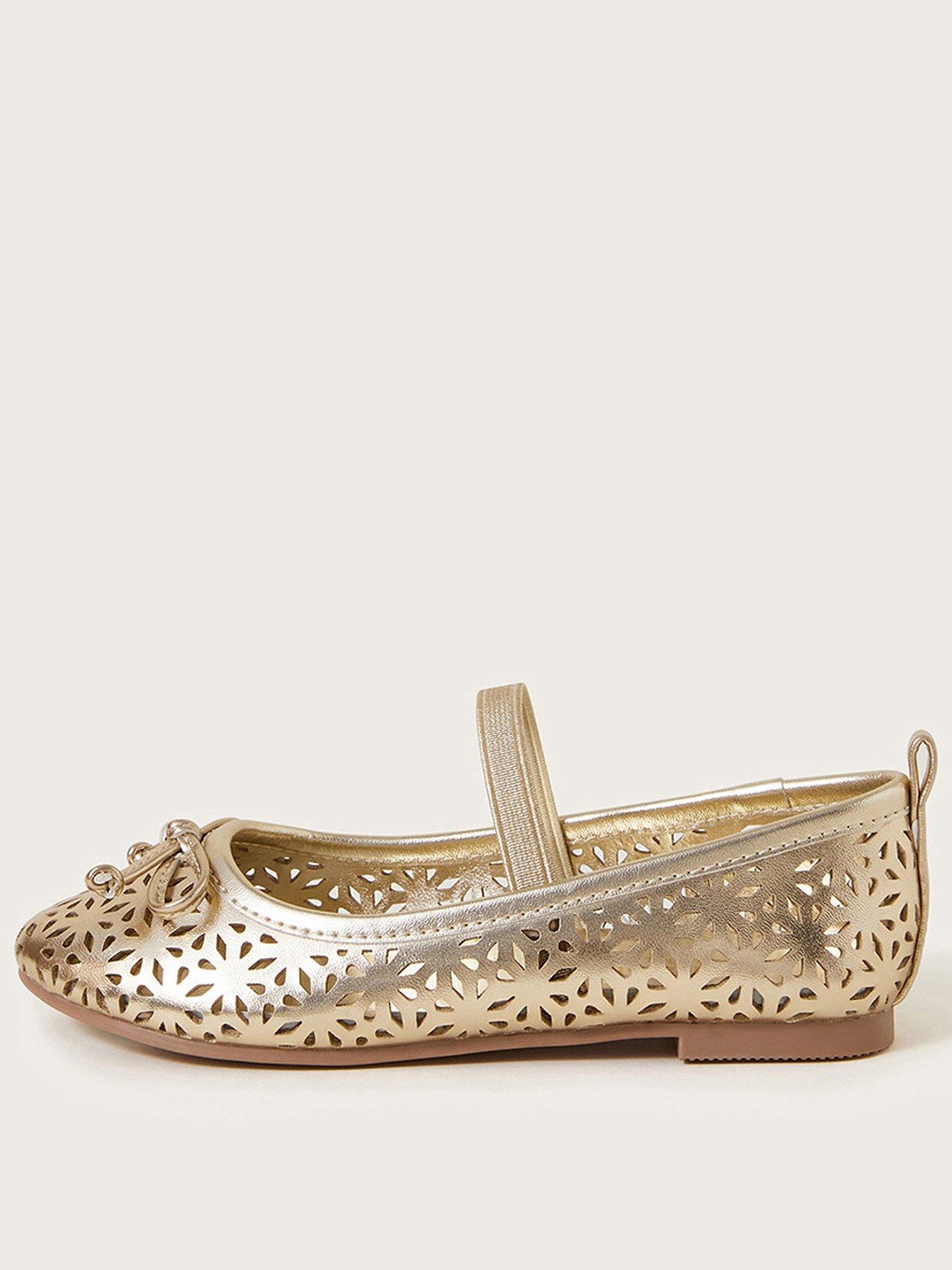 undefined Girls Cutwork Metallic Ballet Flat Pumps - Gold