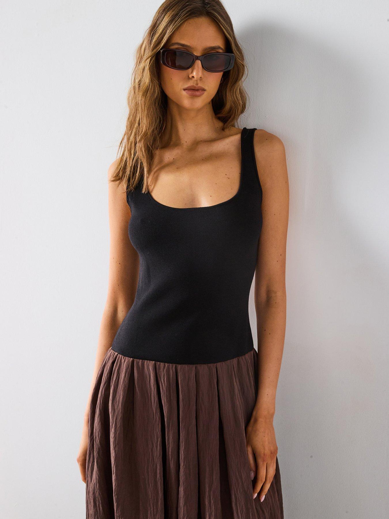 Image 1 of 6 of Mango A-Line Dress - Brown